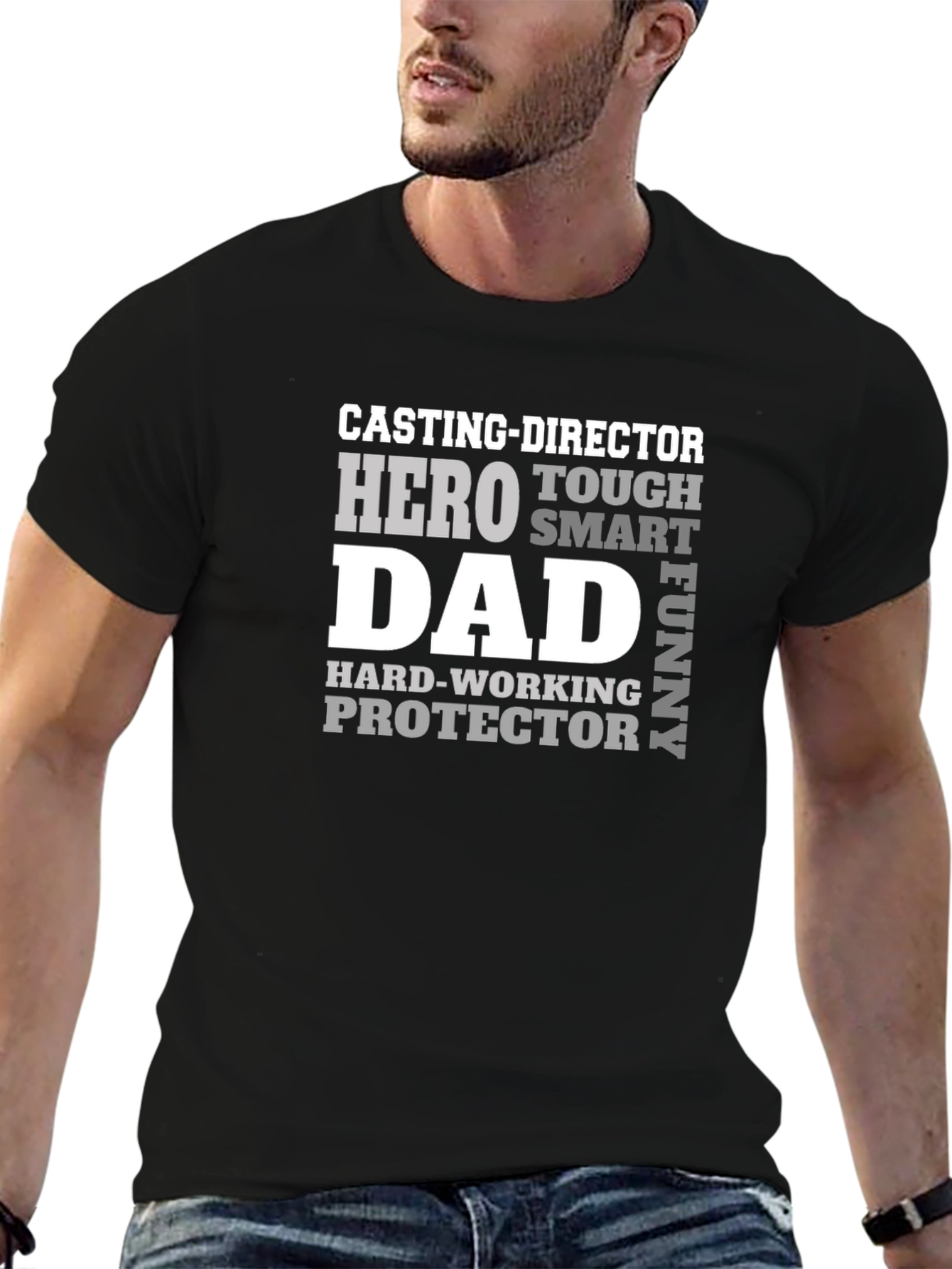 Black Casting Director Dad T-Shirt: Hero, Tough, Smart, Funny view 6