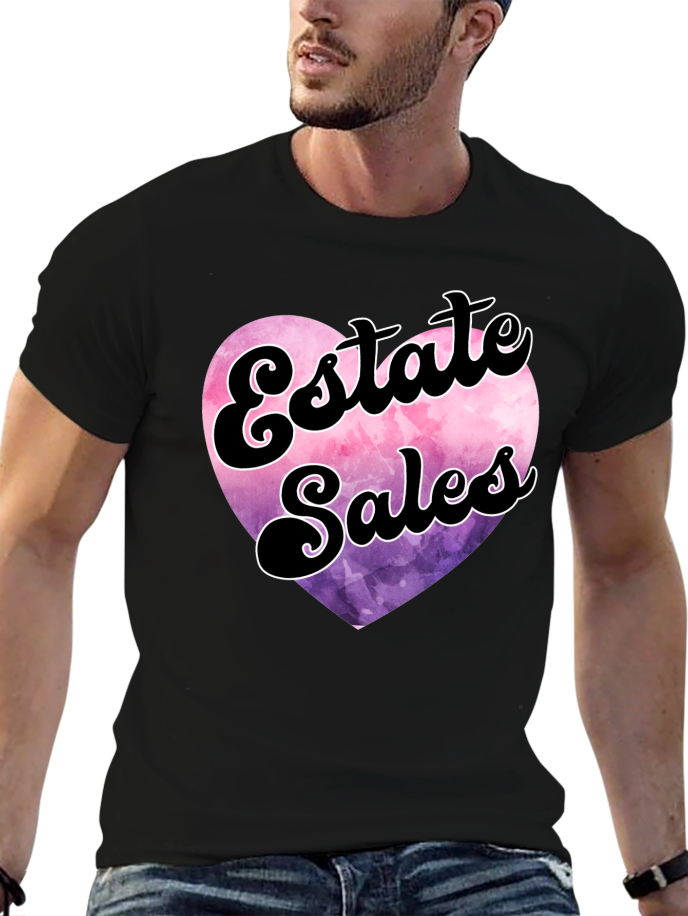 Black Estate Sales Heart Graphic T-Shirt view 6