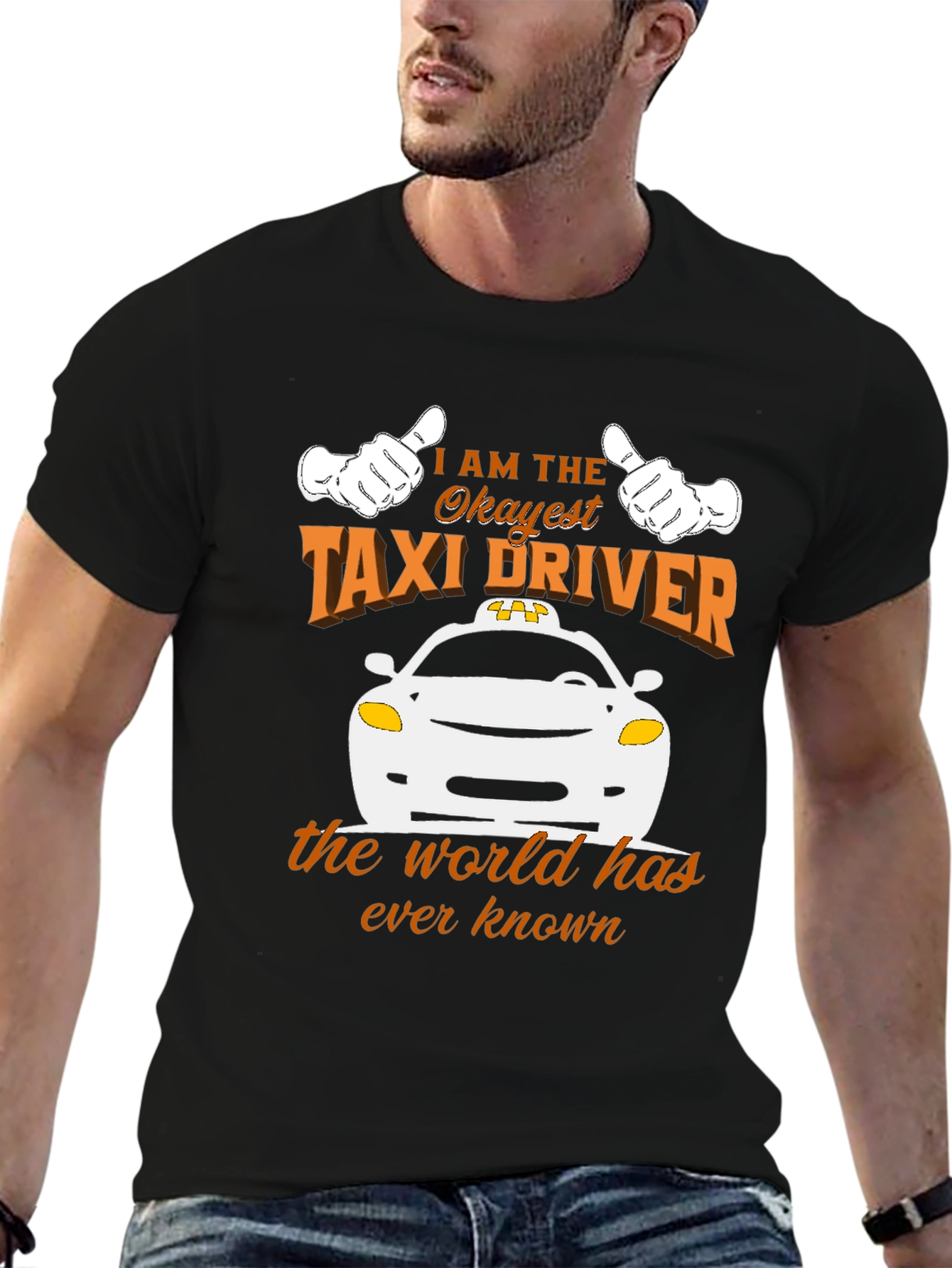 Black Okayest Taxi Driver Graphic Tee - Unisex view 6