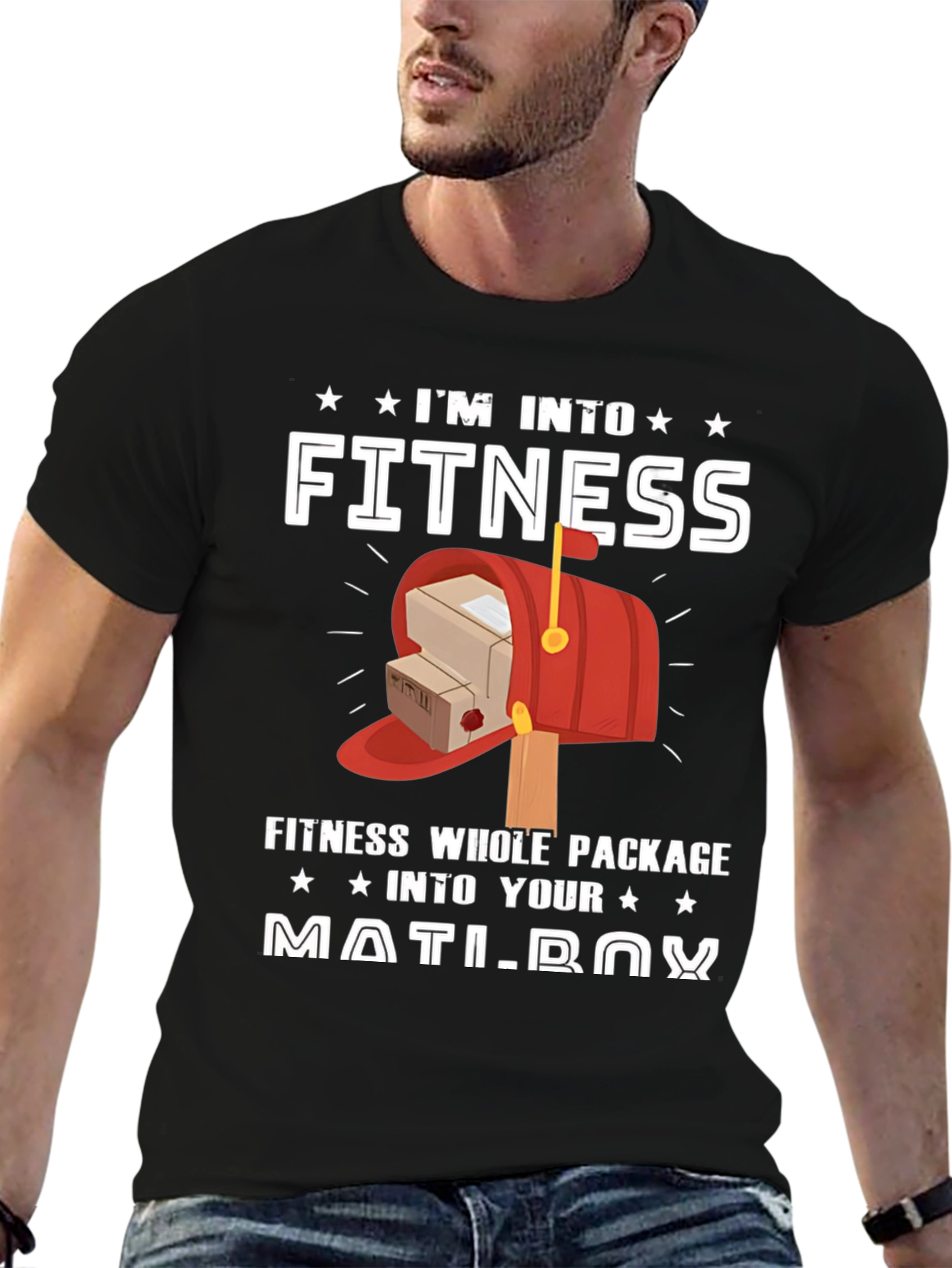 Black I'm Into Fitness Mailbox T-Shirt view 6
