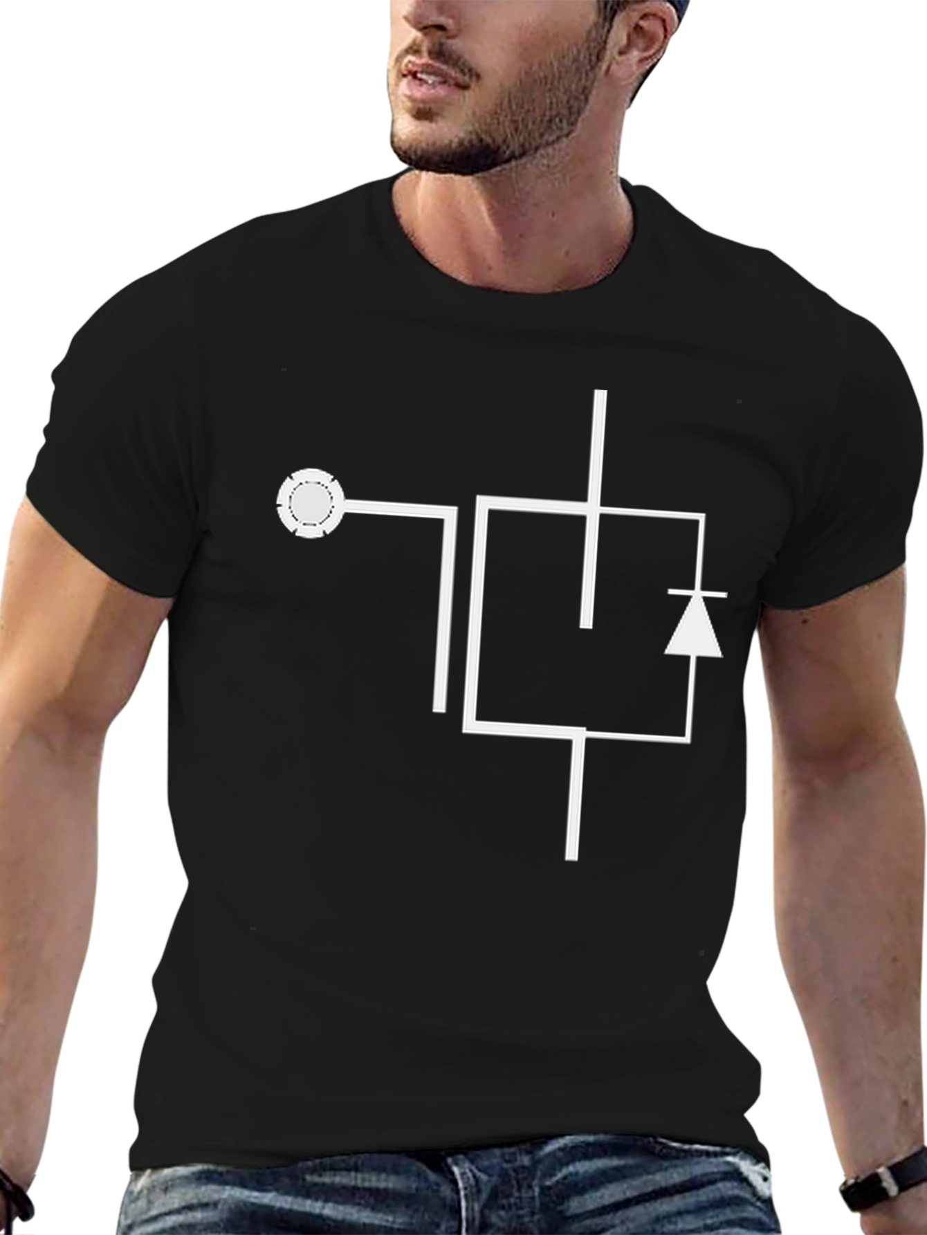 Black Electronics Engineer T-Shirt - Circuit Symbol view 6