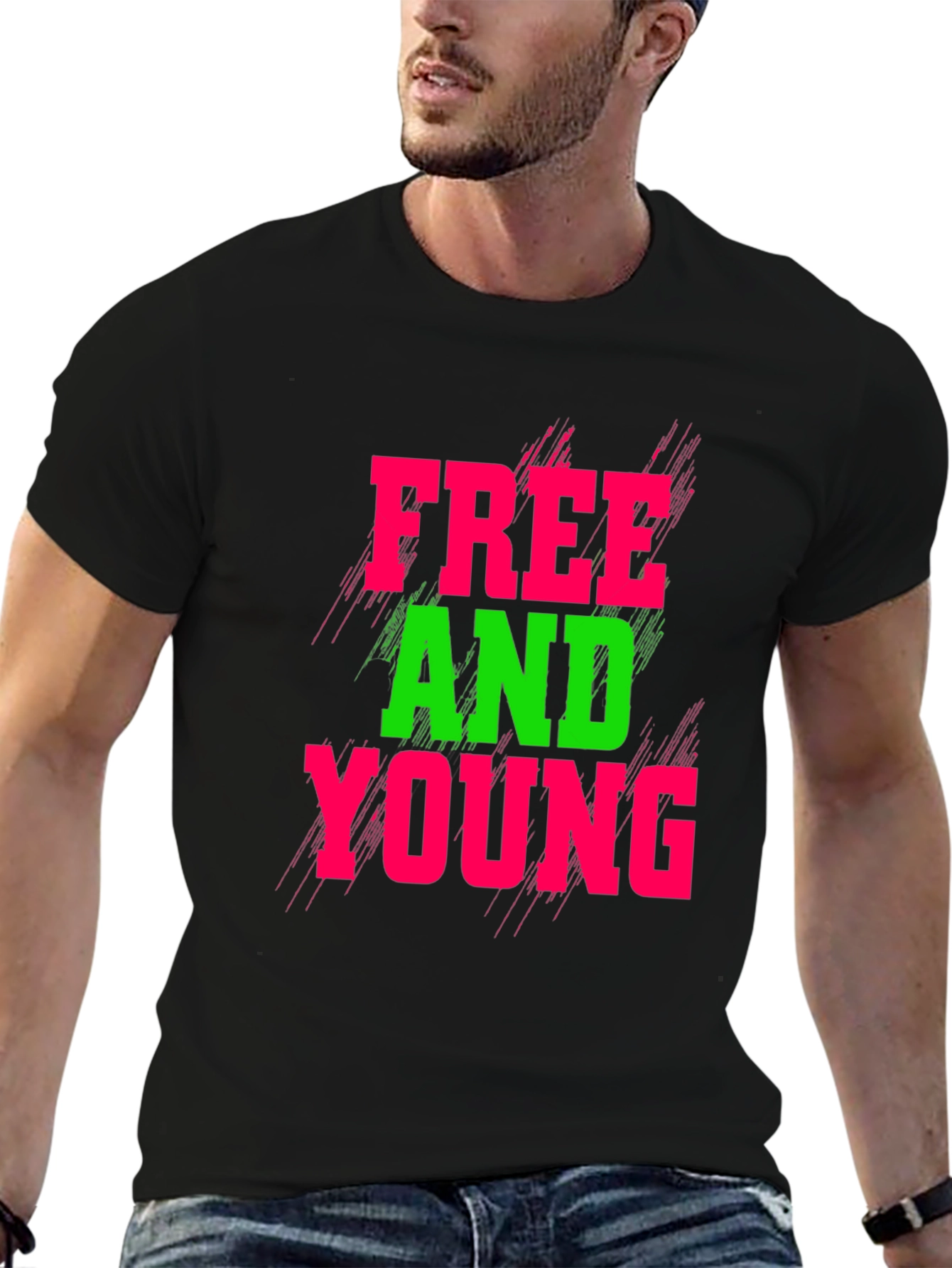 Black Free and Young Graphic T-Shirt view 6