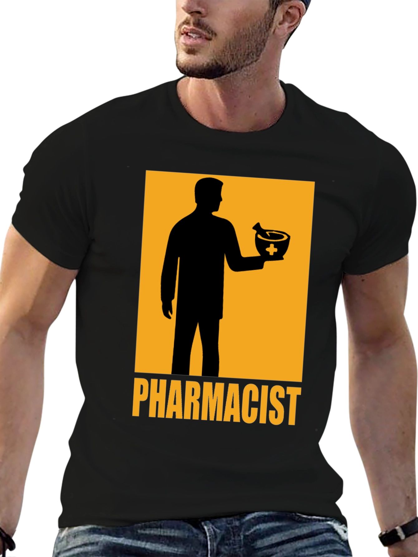 Black Pharmacist Graphic T-Shirt - Black Cotton Tee view 6