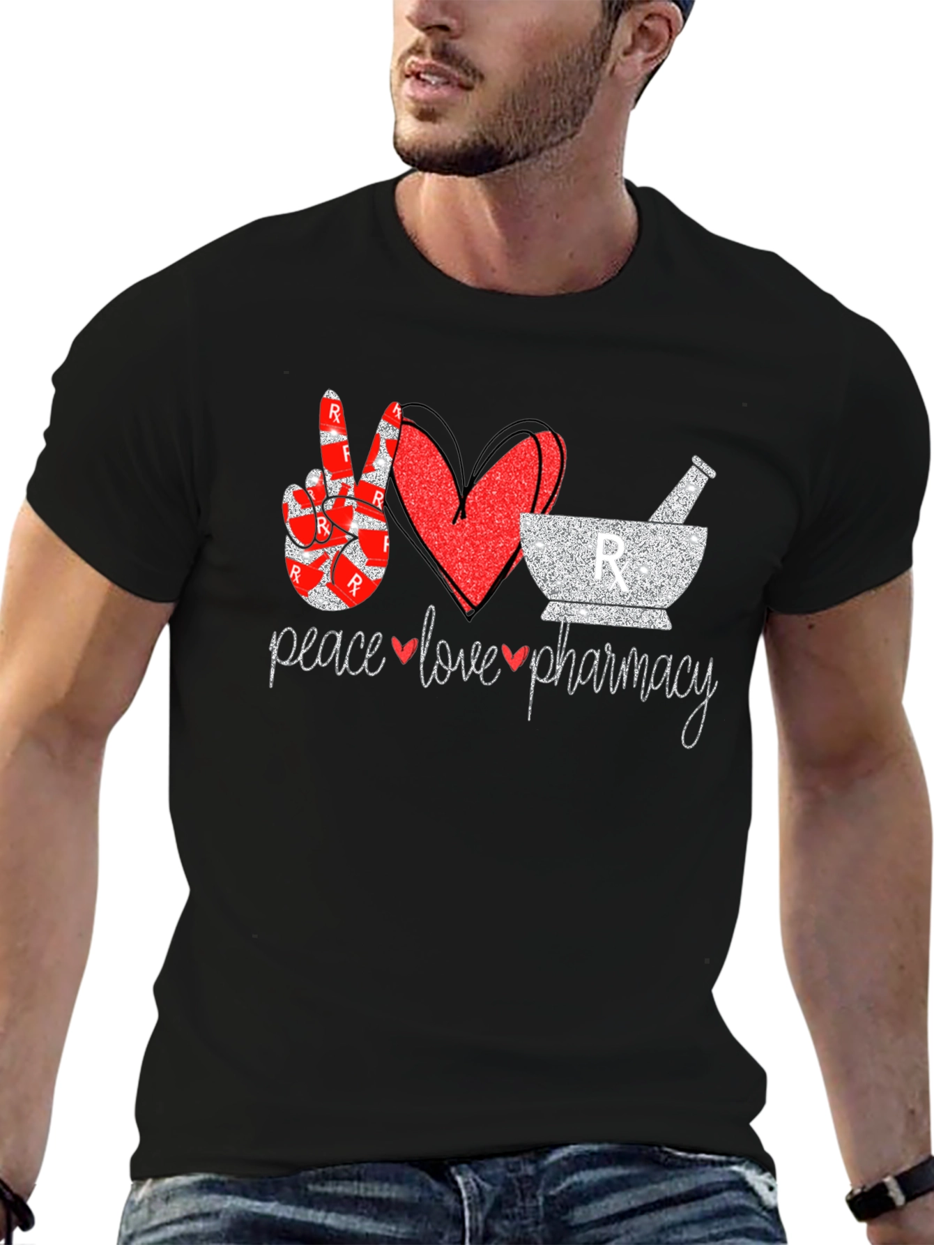 Black Peace Love Pharmacy T-Shirt view 6