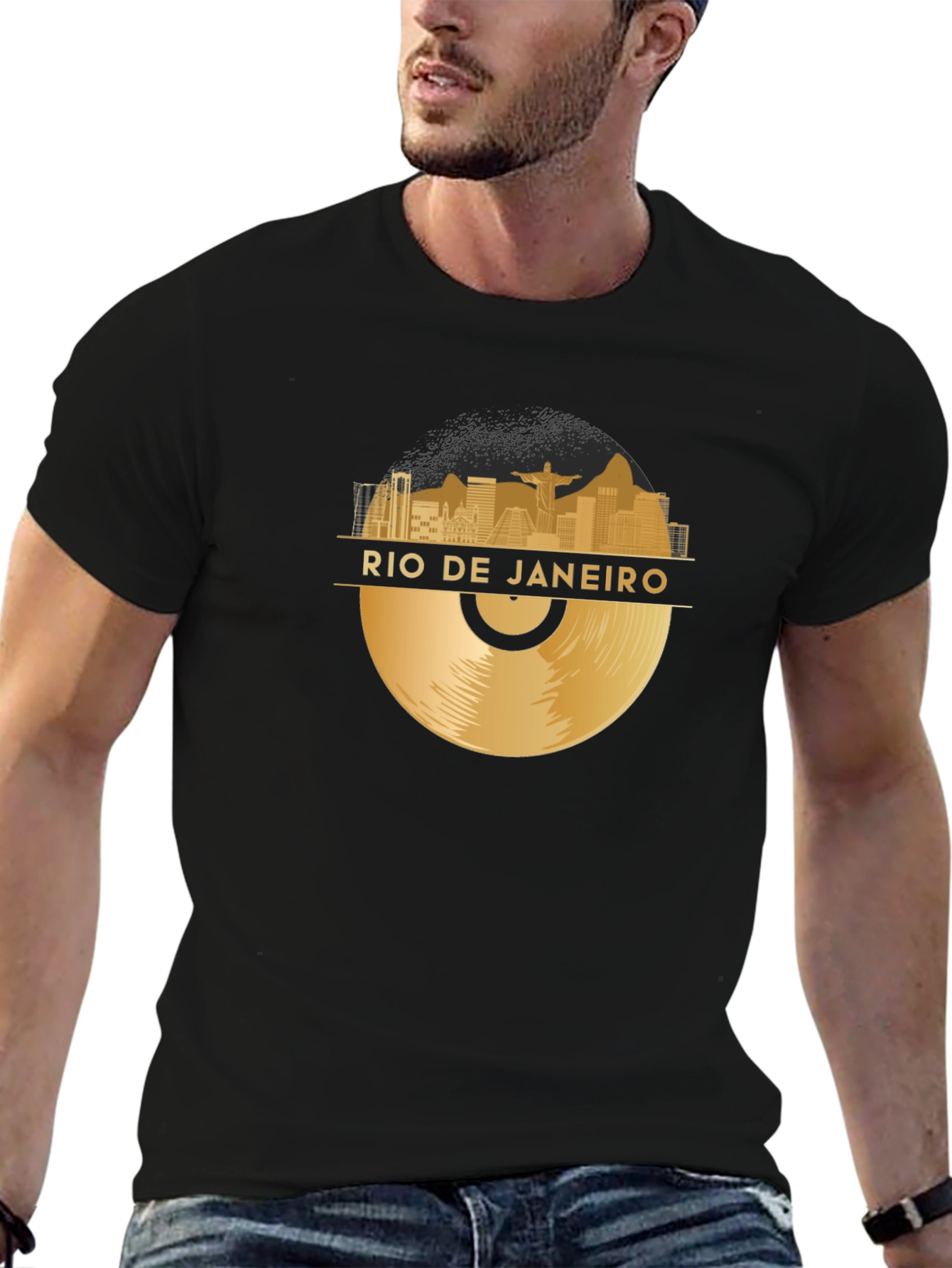 Black Rio de Janeiro Vinyl Graphic T-Shirt - Black view 6
