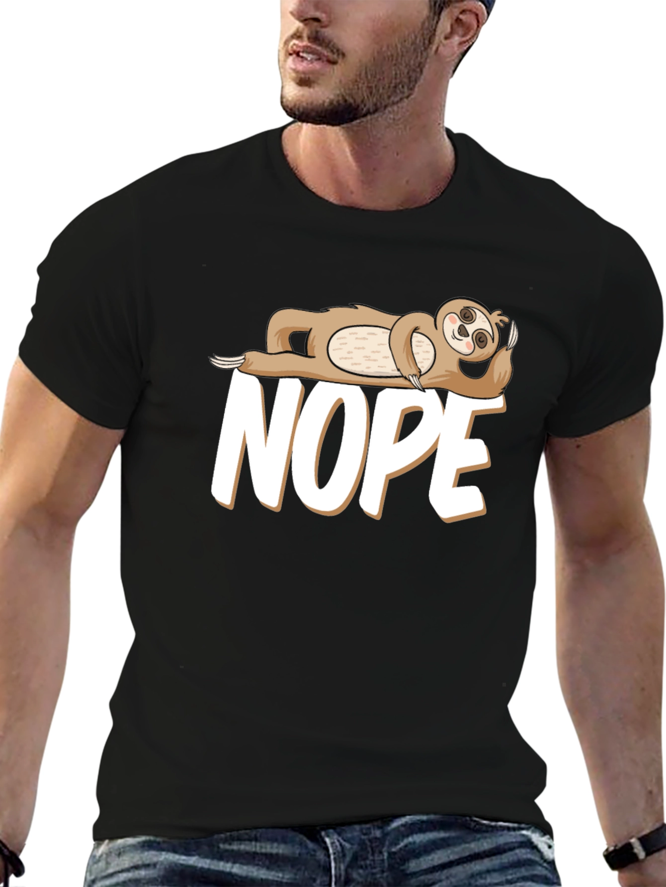 Black Nope Sloth T-Shirt - Funny Lazy Day Tee view 6