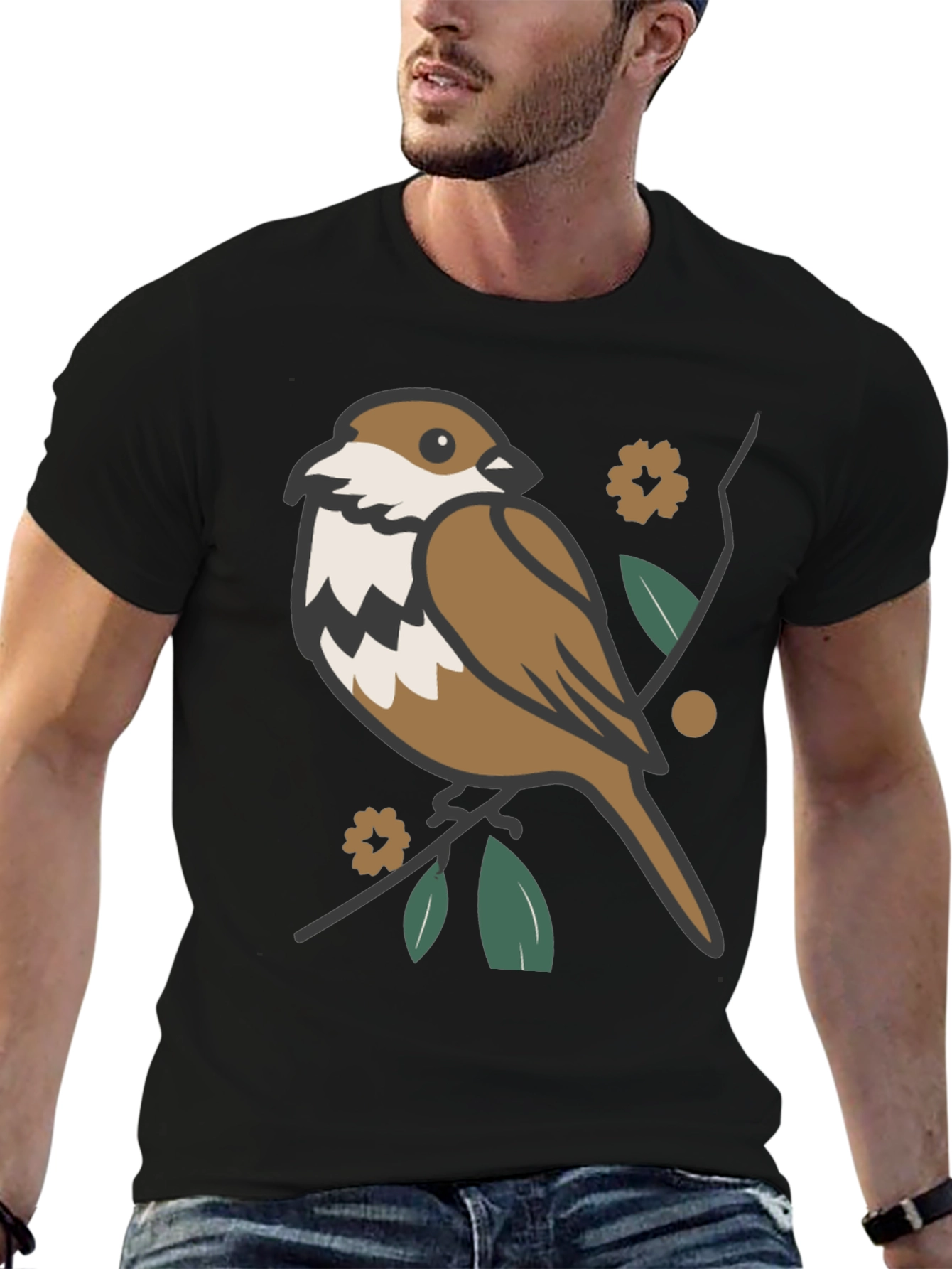 Black Bird & Branch Graphic T-Shirt - Casual Style view 6