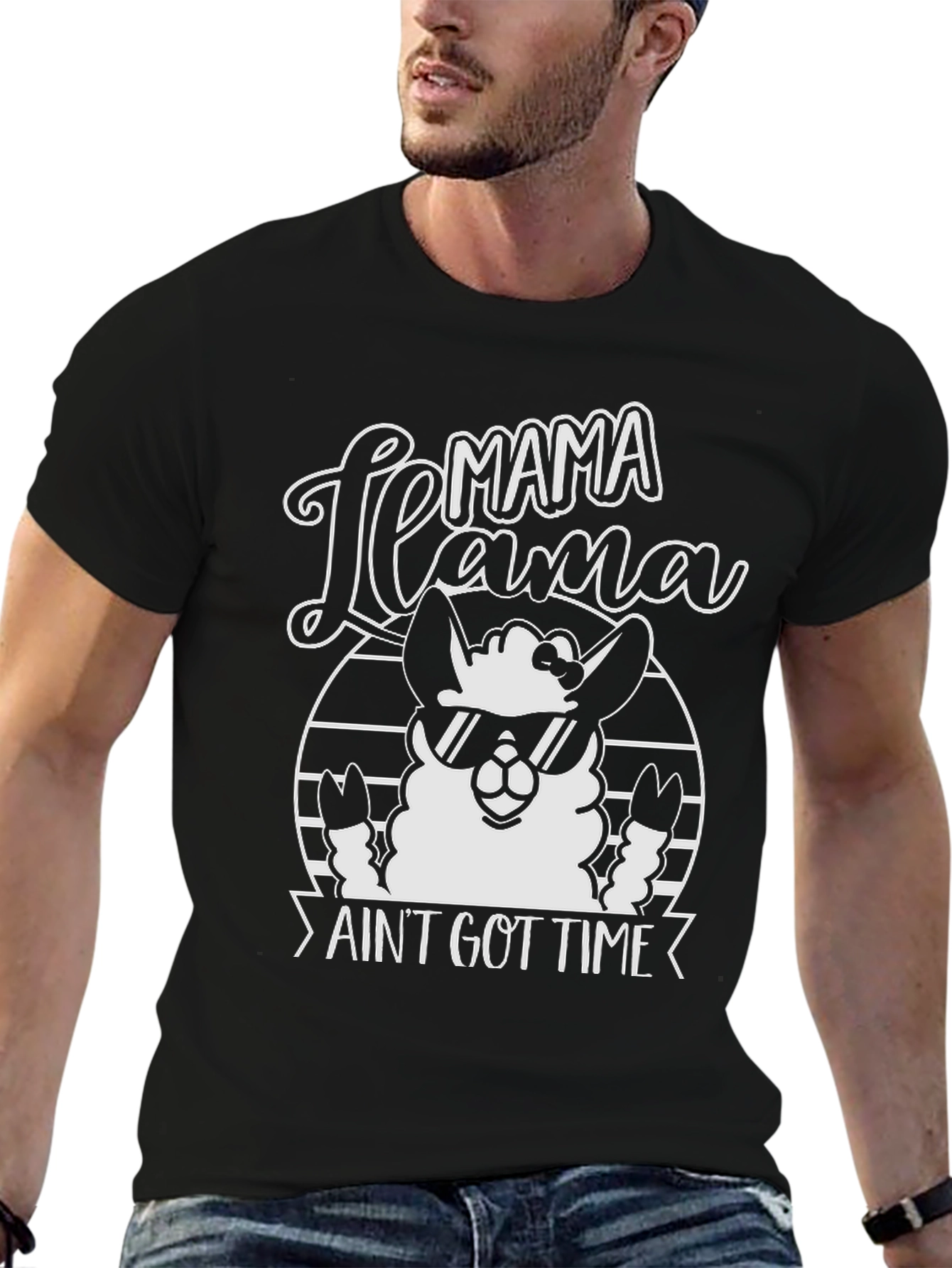 Black Mama Llama Ain't Got Time Funny T-Shirt view 6
