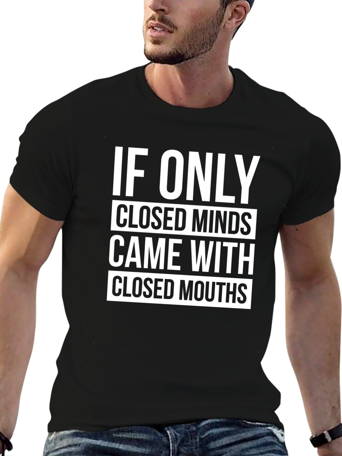 Black If Only Closed Minds T-Shirt view 6