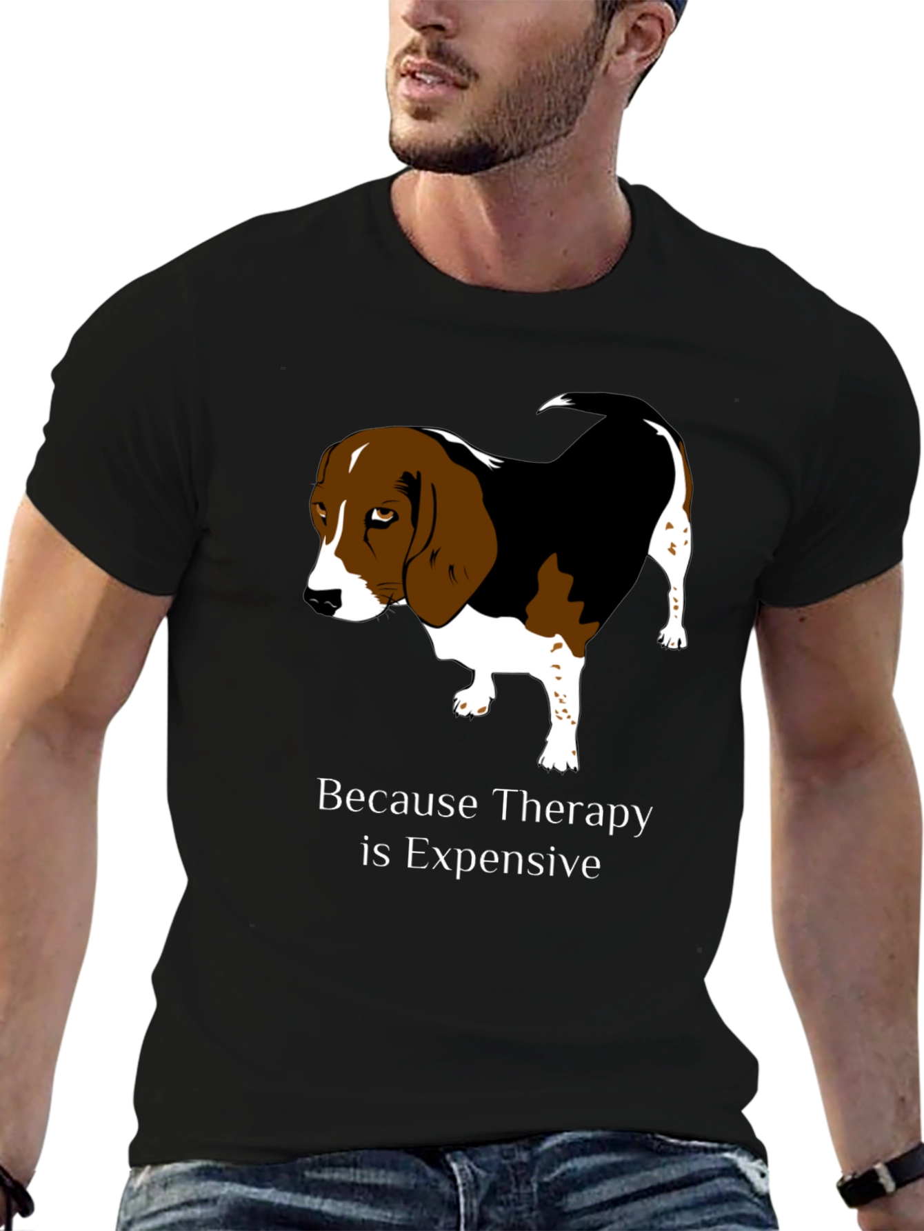 Black Dog Therapy T-Shirt - Because Therapy is Expensive view 6