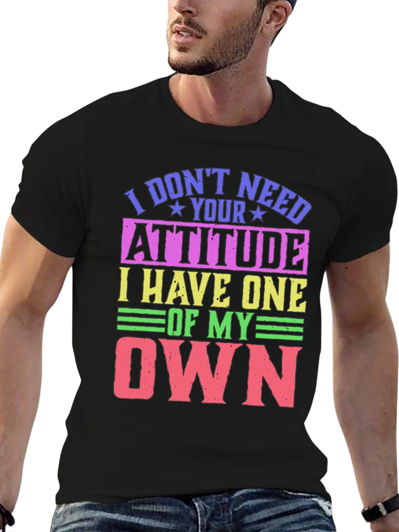 Black Humorous Attitude Graphic T-Shirt view 6