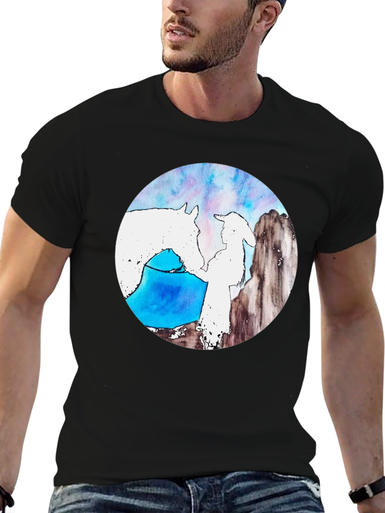 Black Ethereal Horse & Rider Black T-Shirt view 6