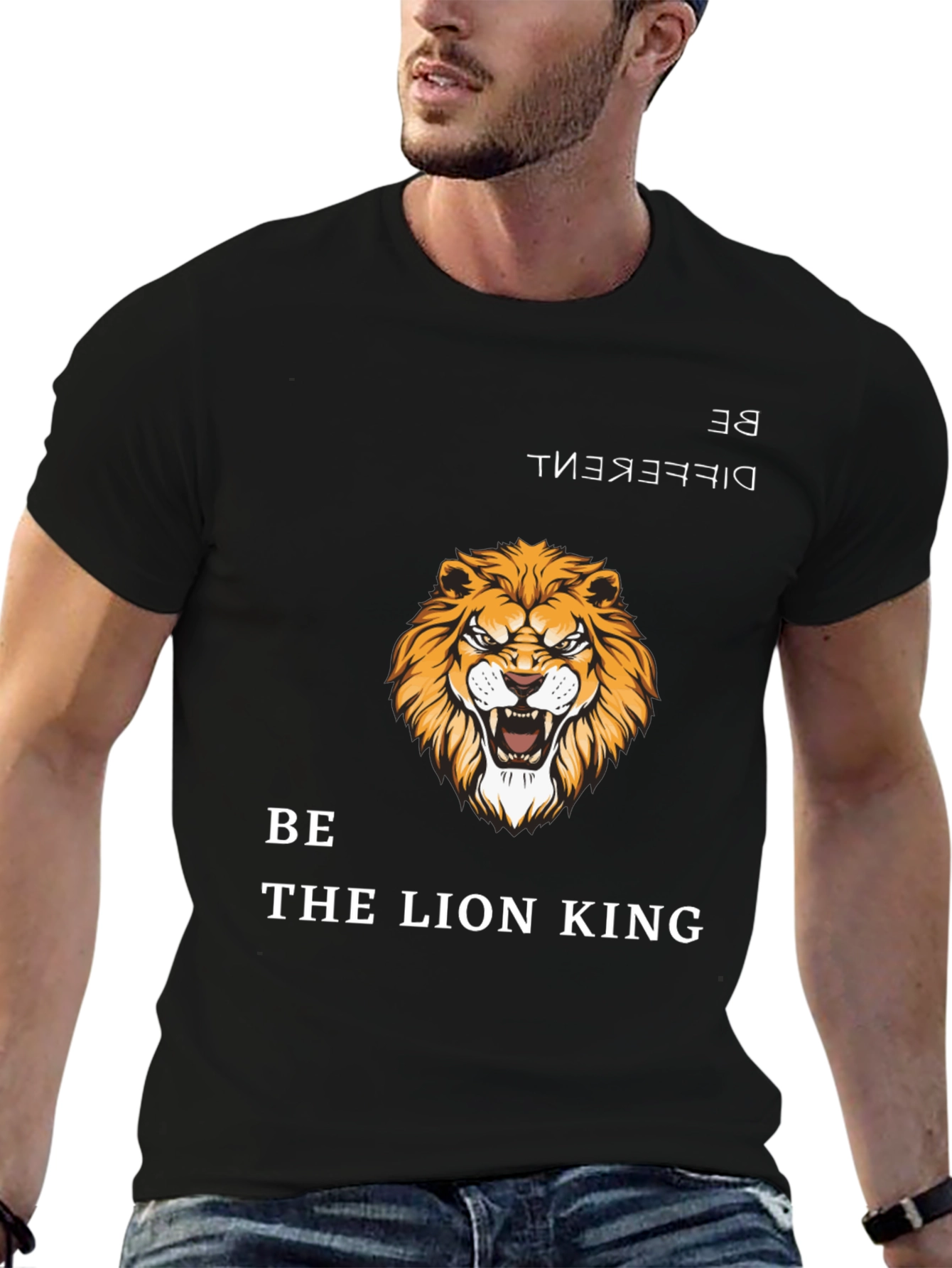 Black Lion King Graphic Tee - Be Different T-Shirt view 6