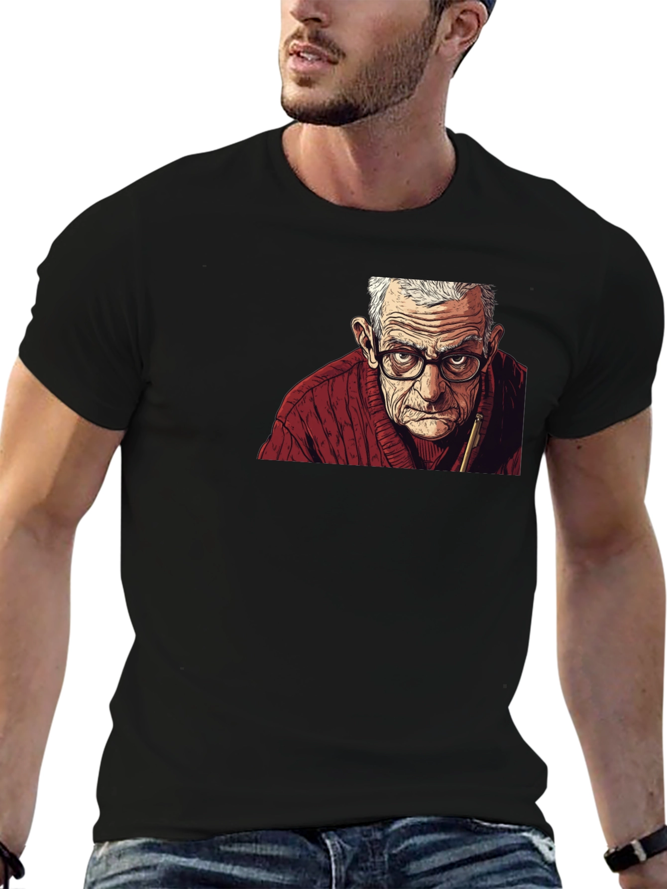 Black Grumpy Old Man Graphic Tee view 6