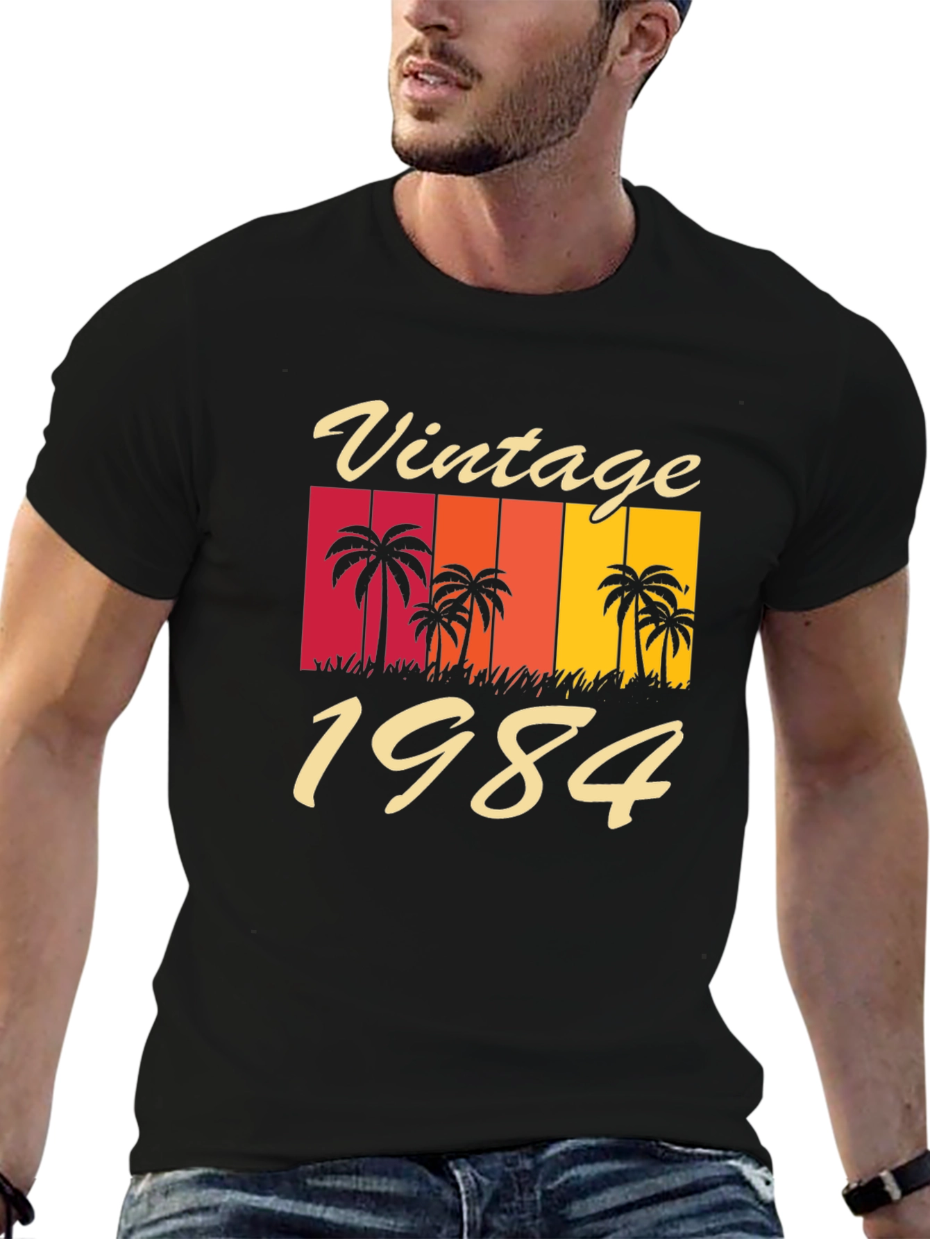 Black Vintage 1984 Palm Tree Graphic T-Shirt view 6