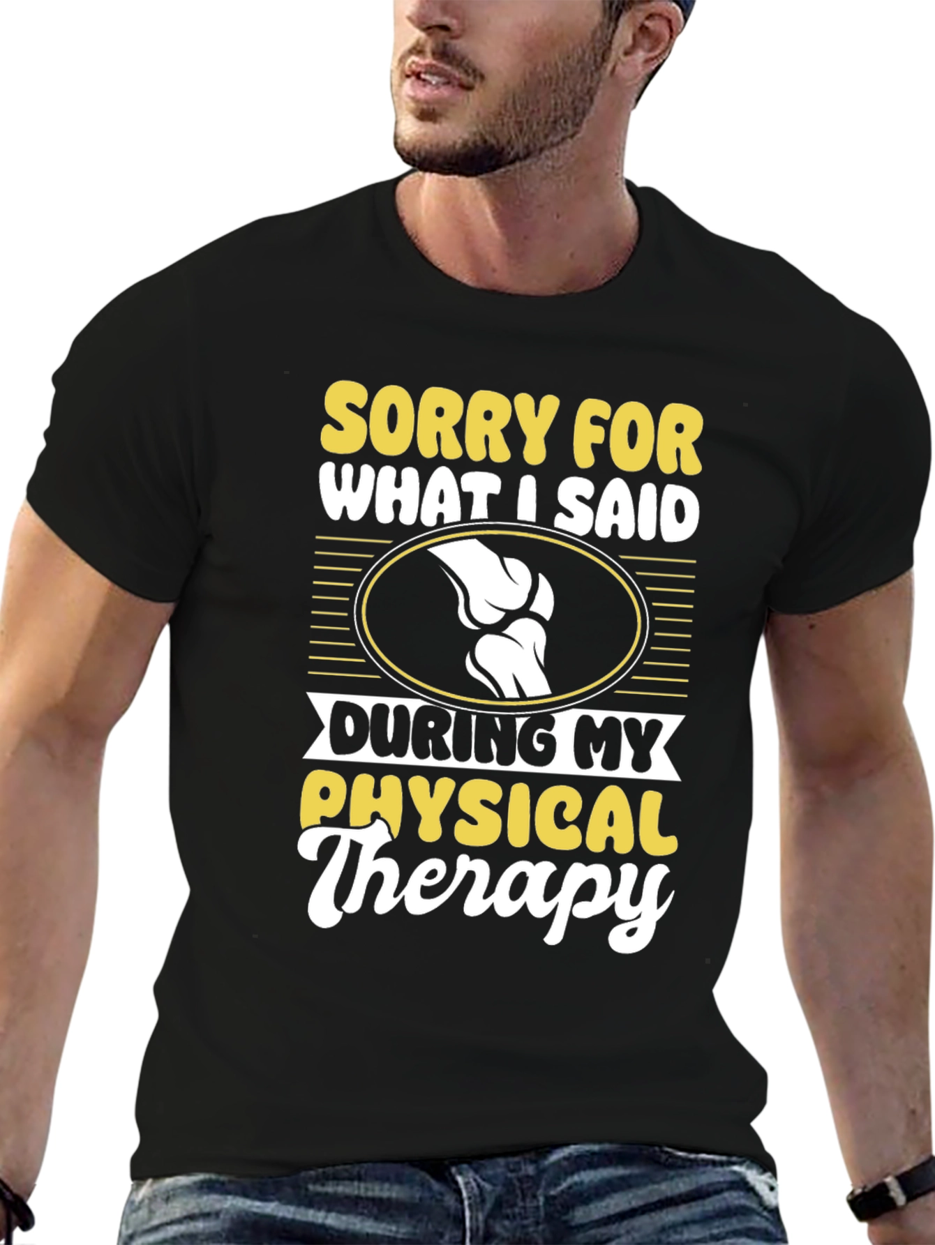 Black Funny Physical Therapy T-Shirt view 6