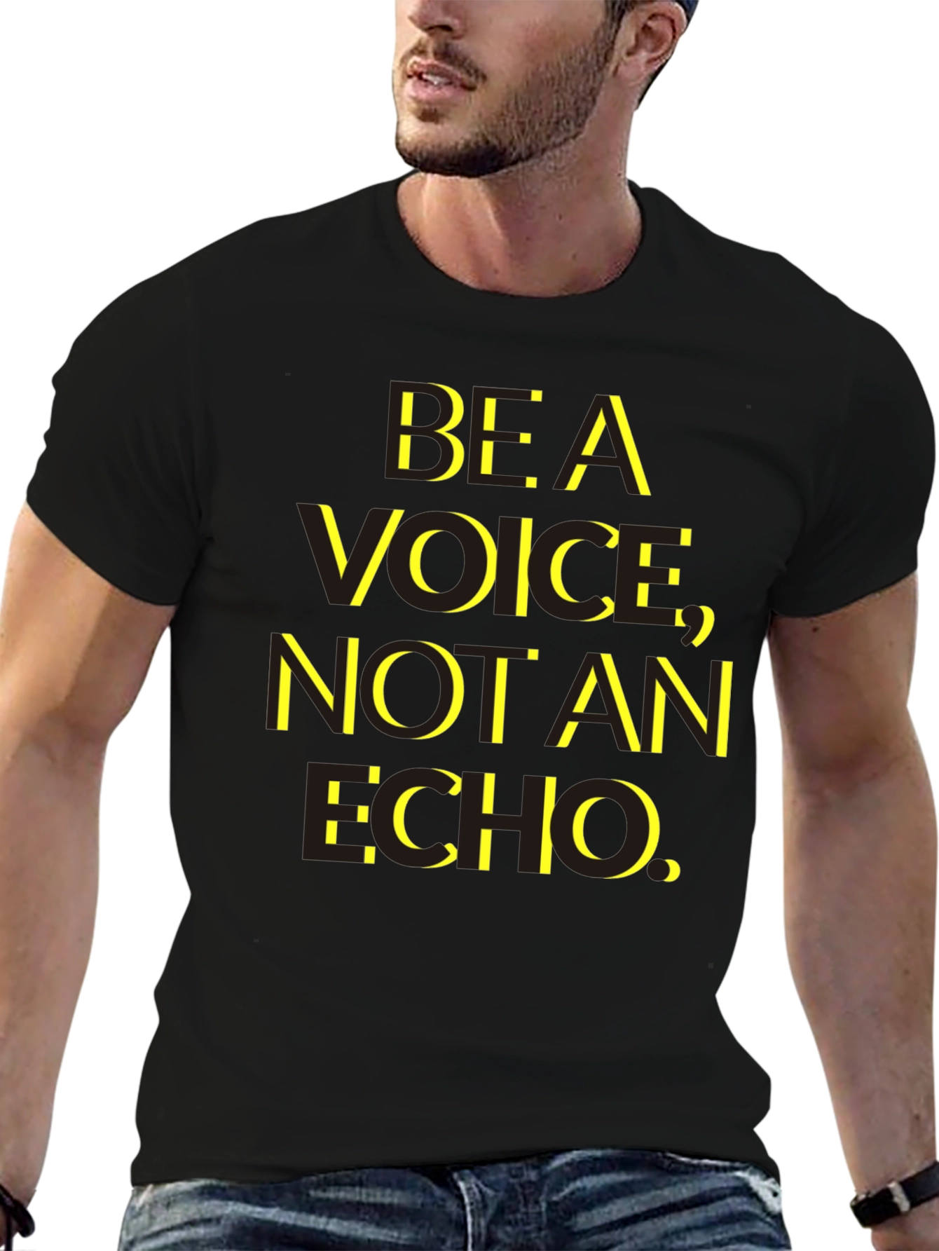 Black Be A Voice T-Shirt - Inspirational Message Tee view 6