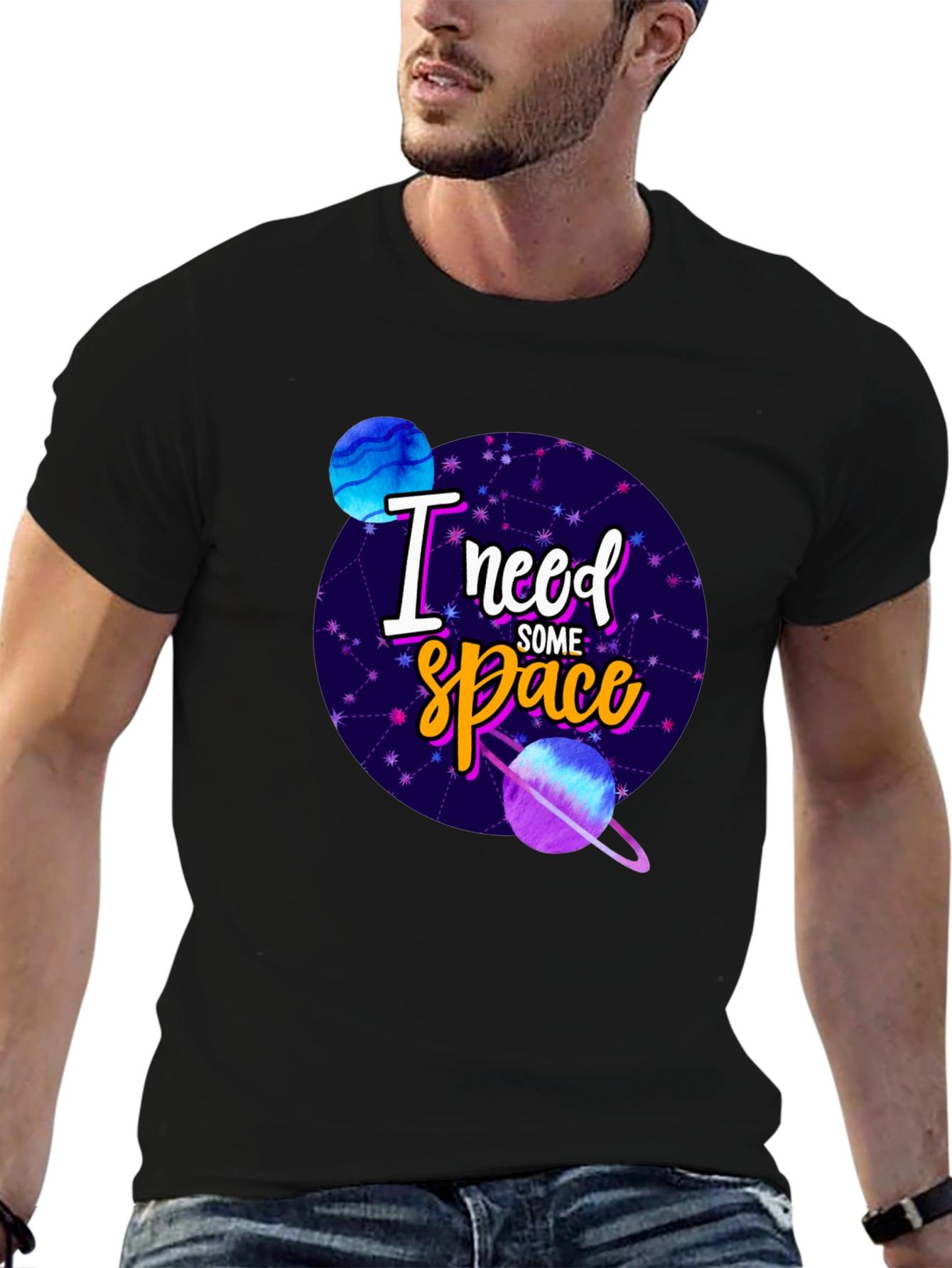 Black I Need Some Space Graphic Tee - Black view 6