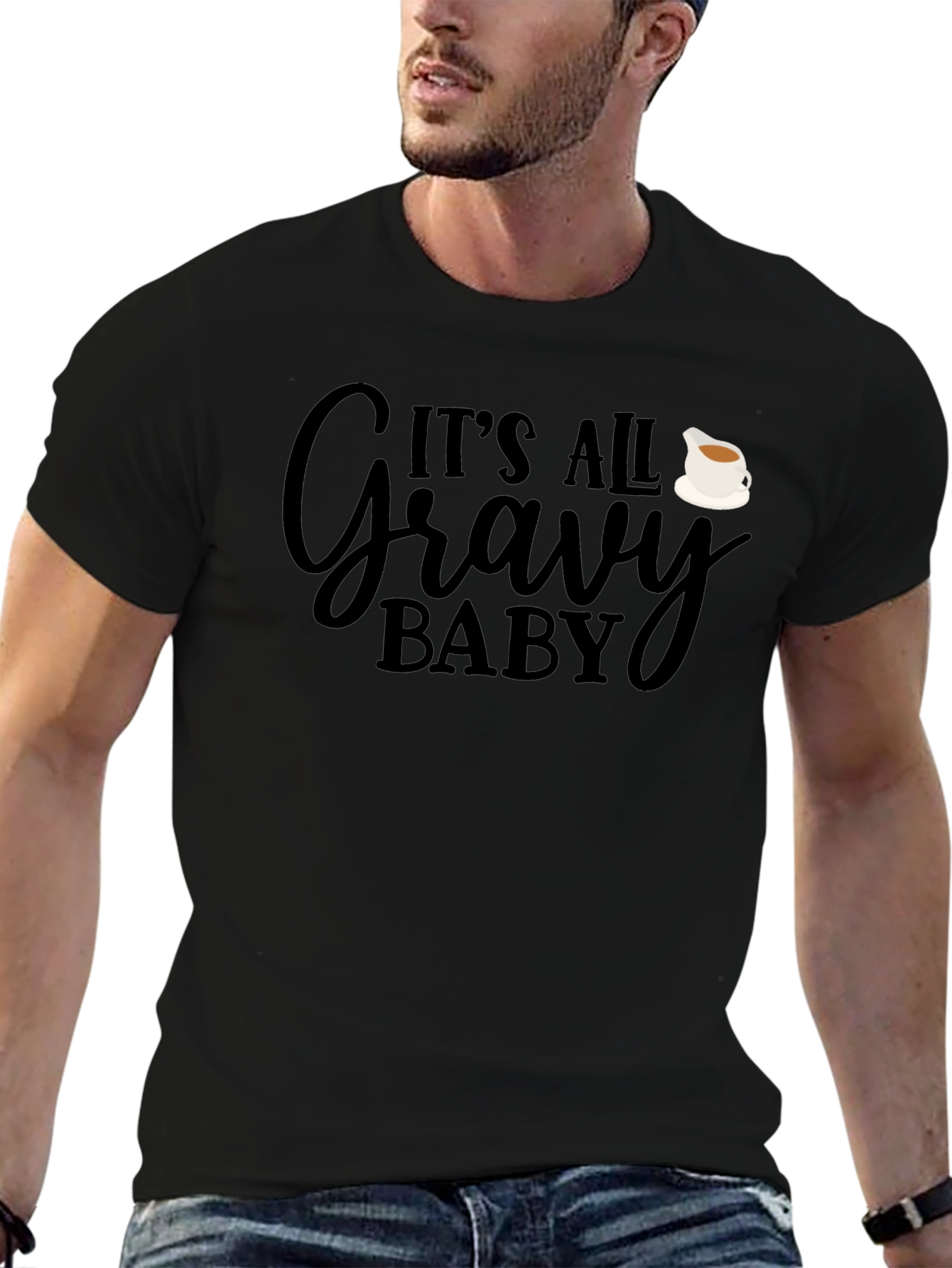 Black It's All Gravy Baby Graphic Tee - Soft & Comfy! view 6