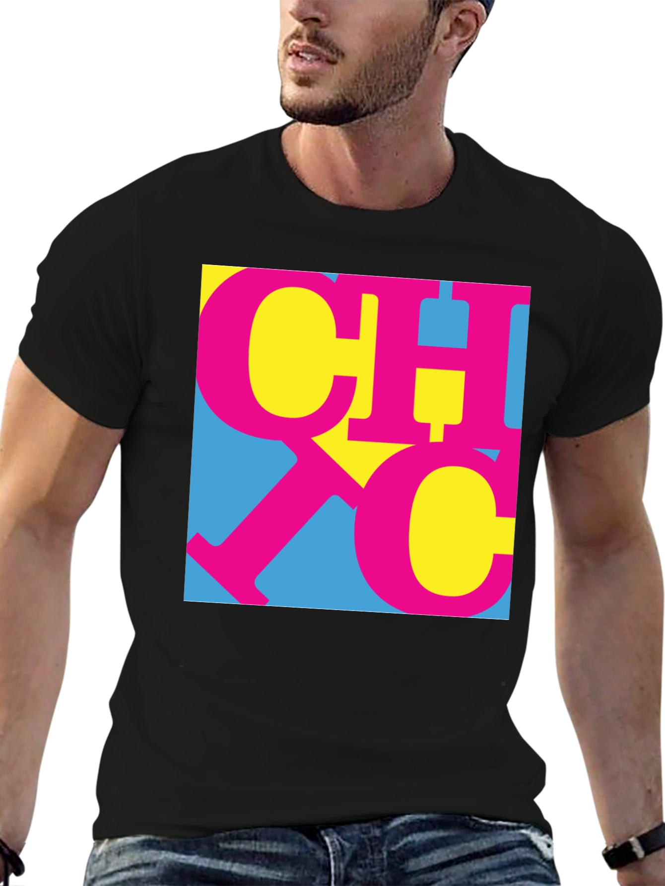 Black Retro CHIC Graphic Tee - Black Cotton Blend view 6