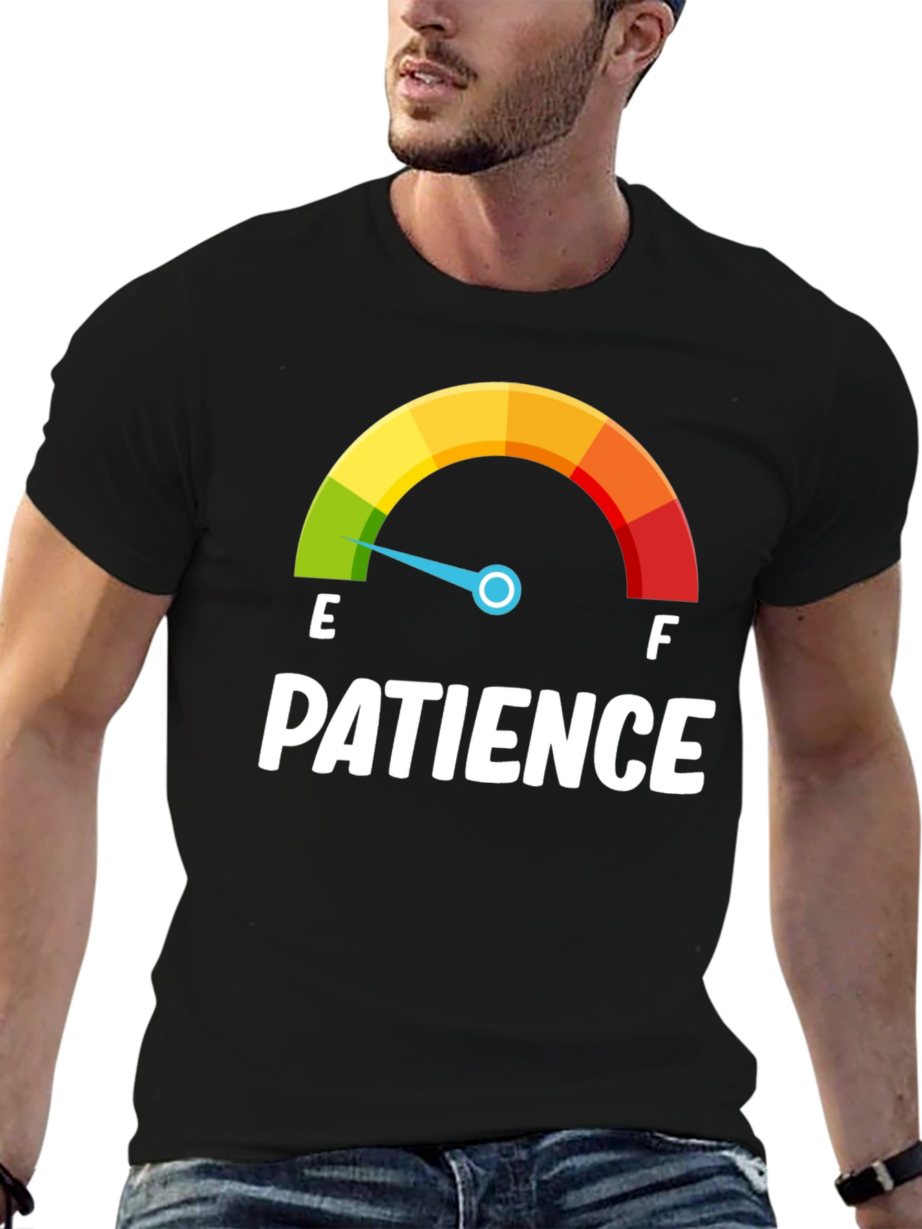 Black Patience Gauge T-Shirt - Runs Low! view 6