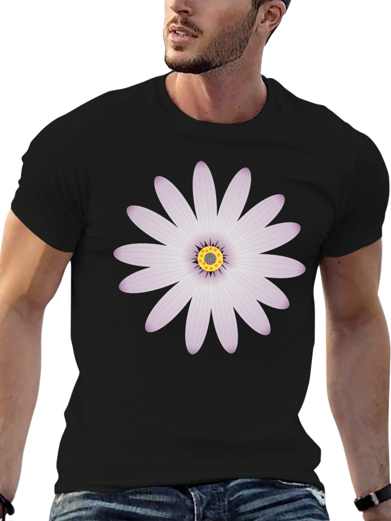 Black Daisy Graphic Tee - Black Casual Shirt view 6
