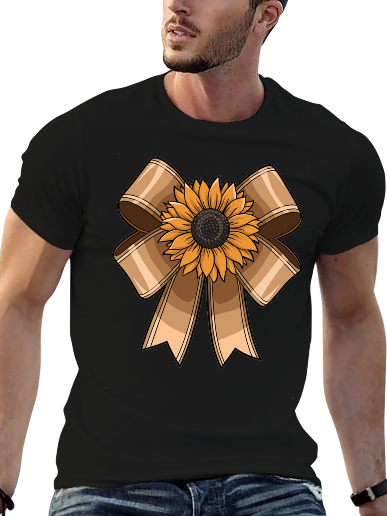 Black Sunflower Bow Graphic Tee - Casual Comfort view 6