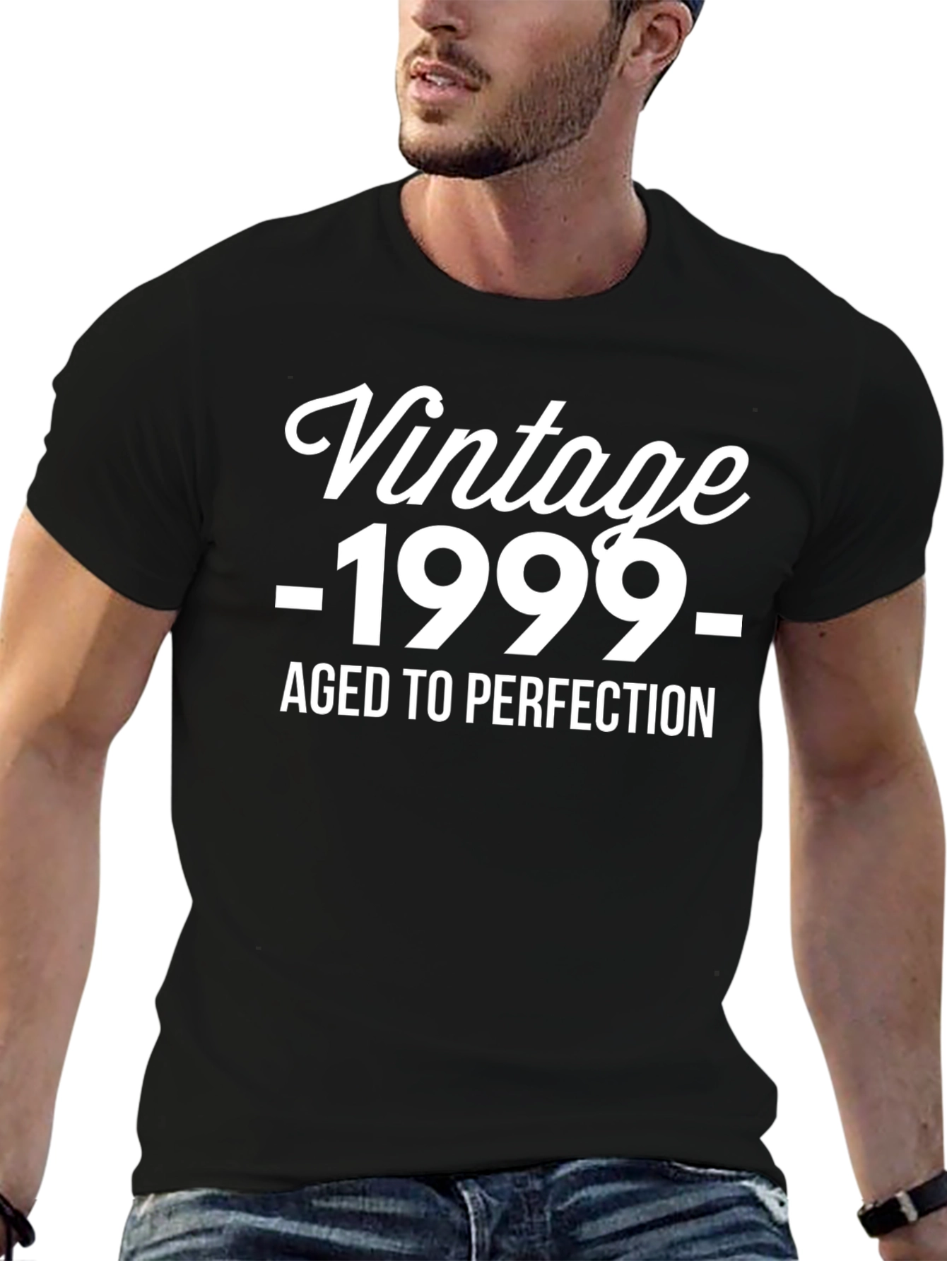 Black Vintage 1999 Aged to Perfection Black T-Shirt view 6