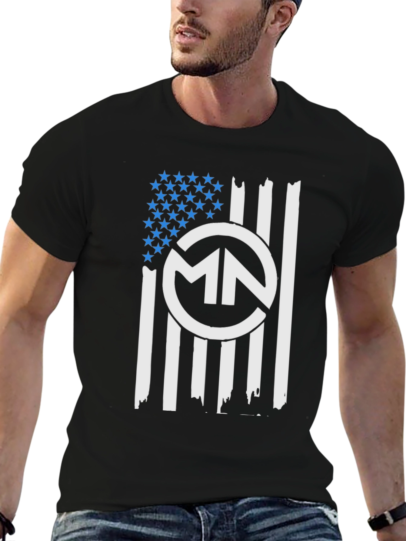Black MN American Flag Graphic Tee - Patriotic Style view 6