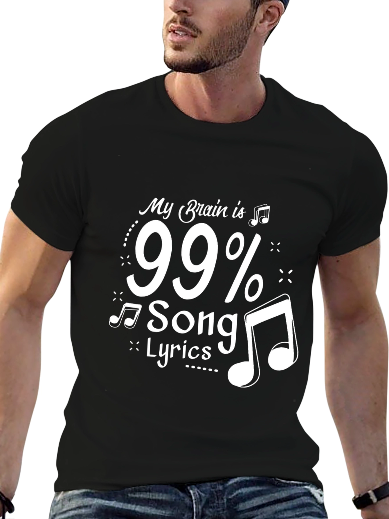 Black 99% Song Lyrics Black Tee - Music Lover Gift view 6