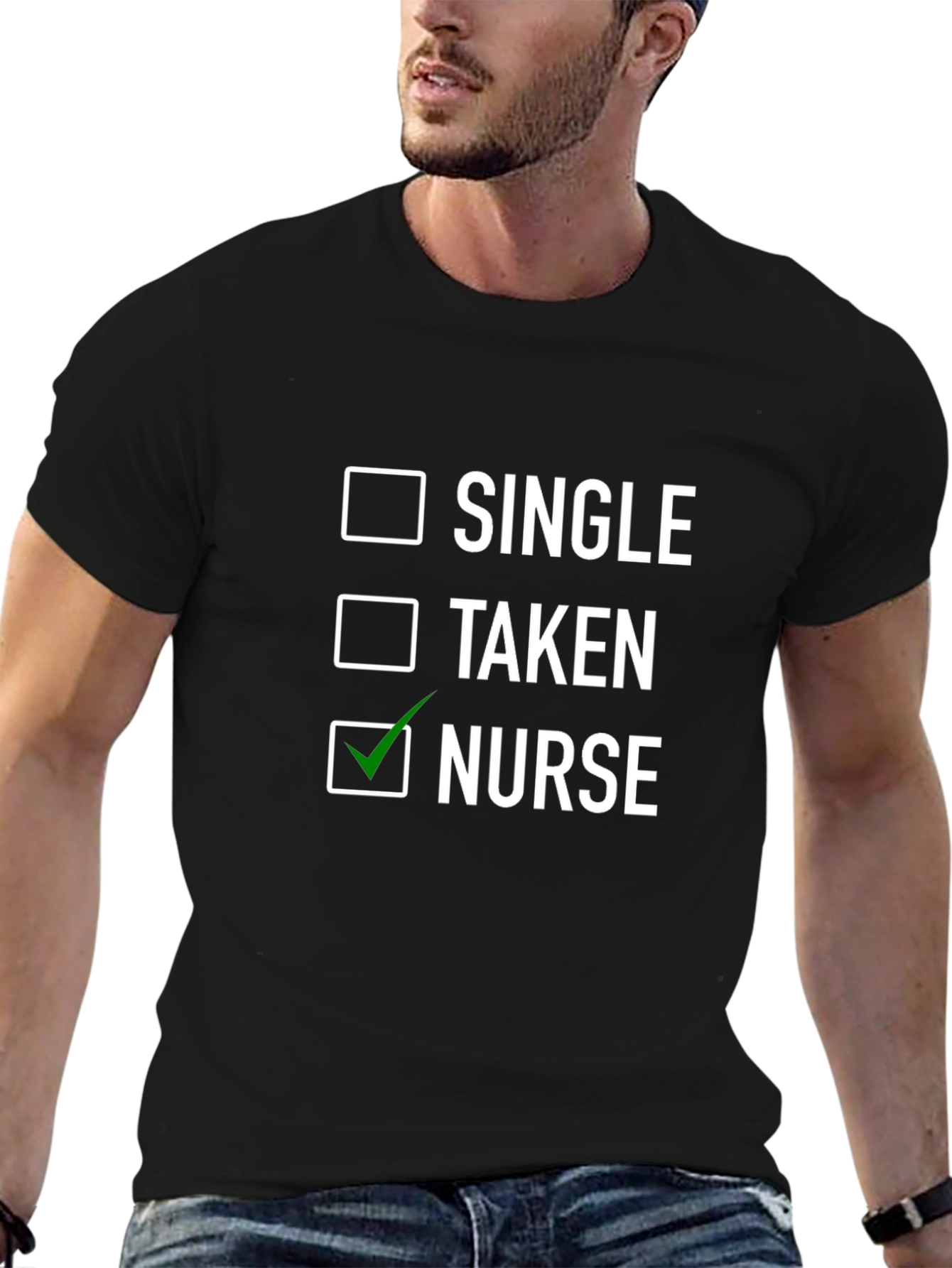 Black Nurse Life T-Shirt - Single, Taken, Nurse Checklist view 6