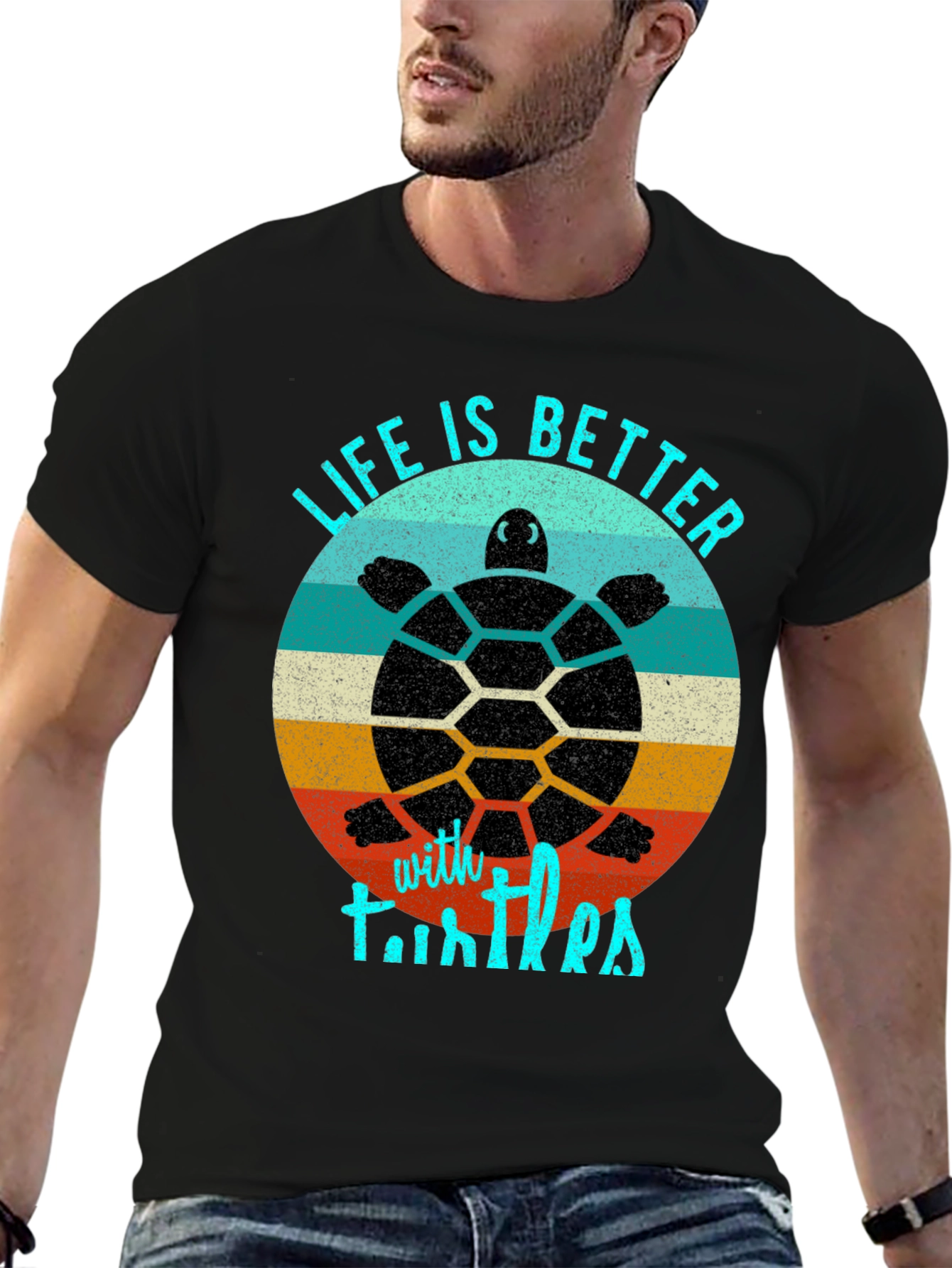 Black Life is Better with Turtles Graphic Tee view 6