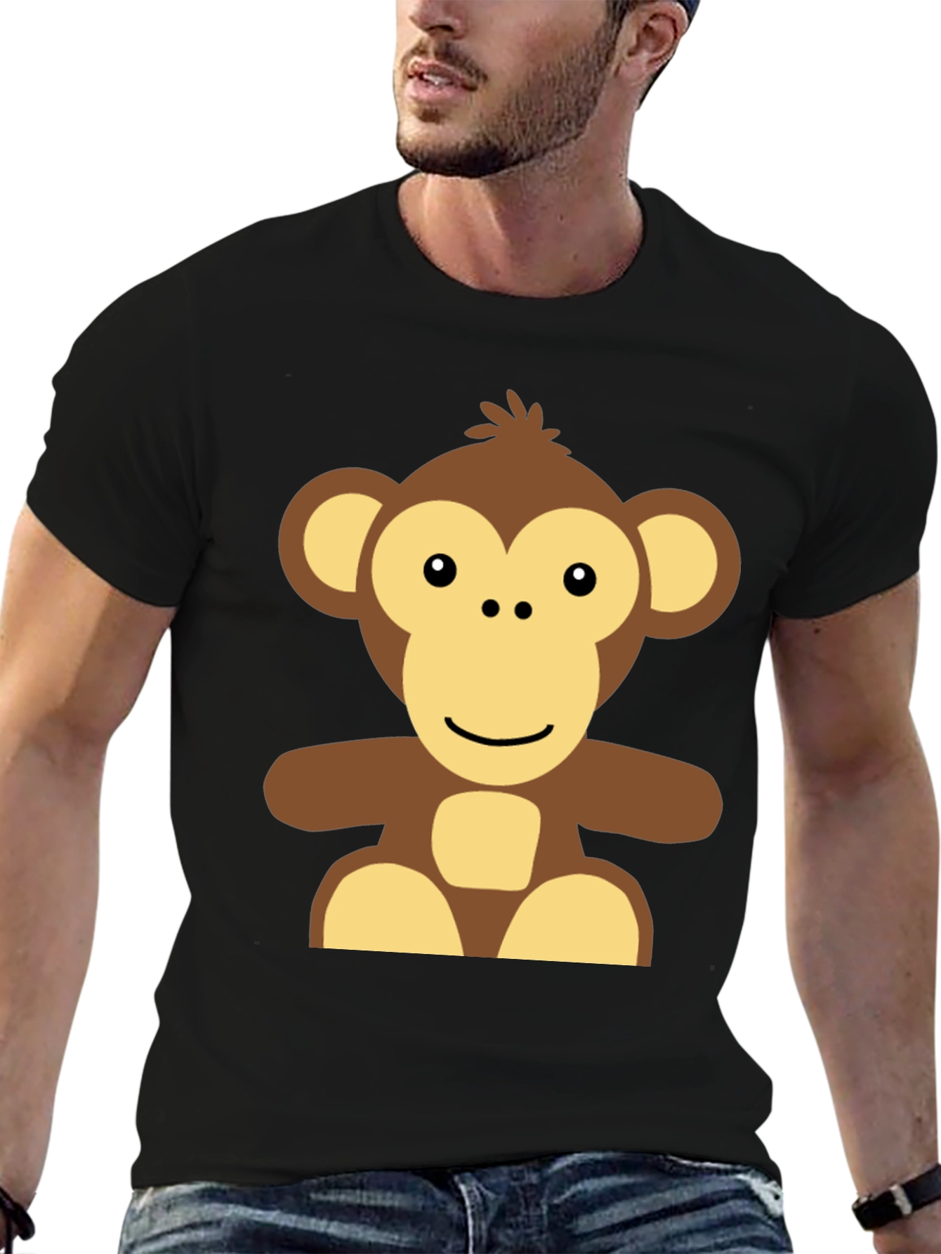 Black Monkey Graphic Black T-Shirt - Casual Wear view 6
