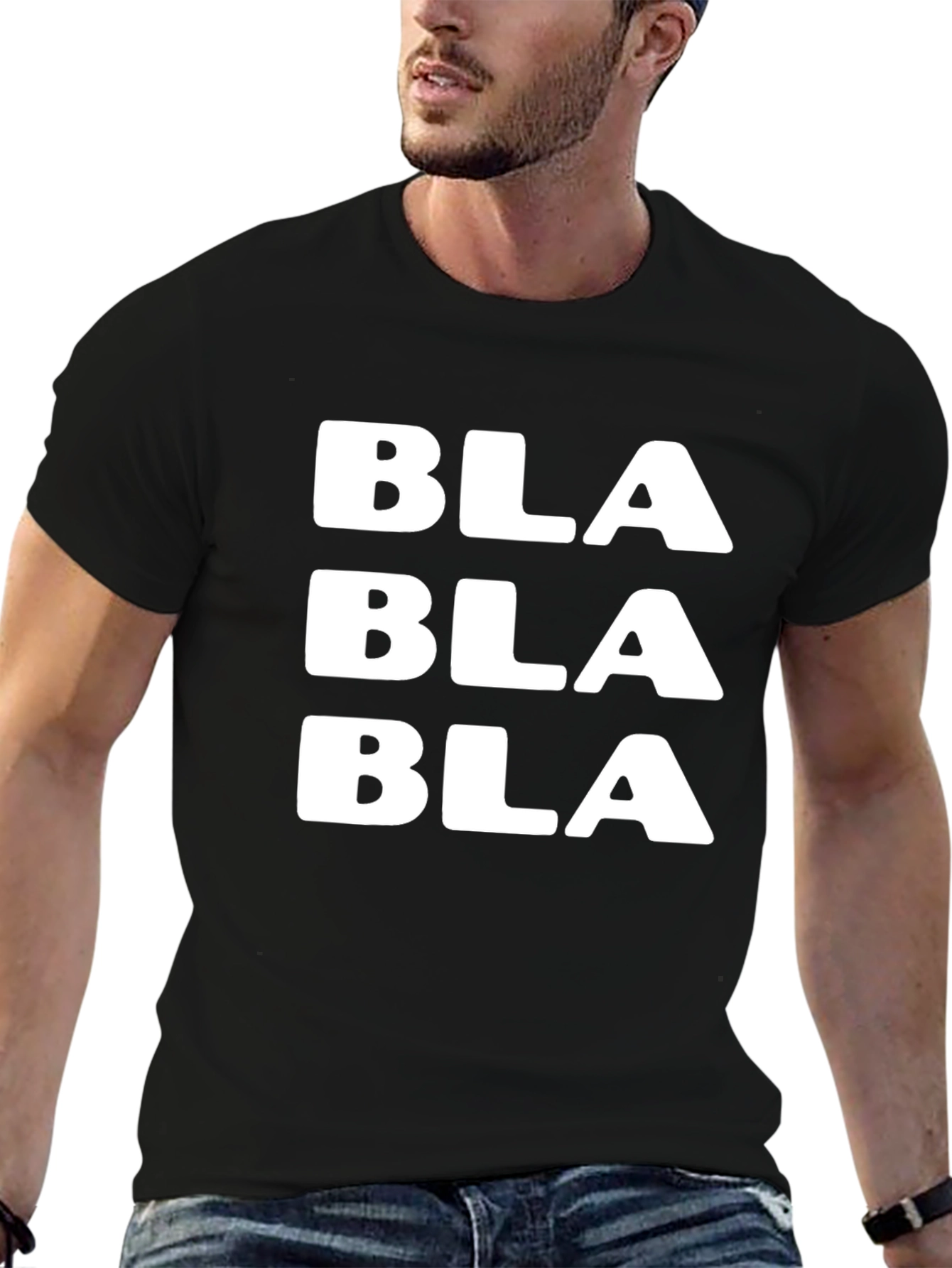 Black Bla Bla Bla Graphic Tee - Black Cotton T-Shirt view 6