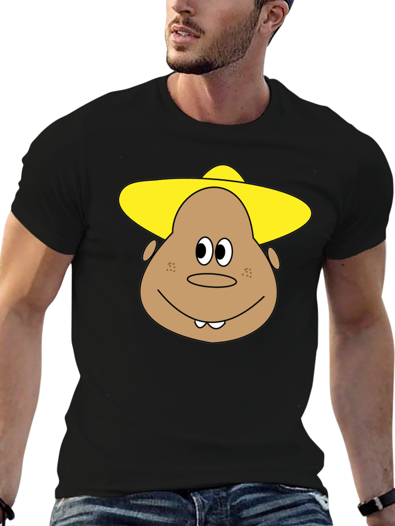 Black Funny Cartoon Character T-Shirt view 6