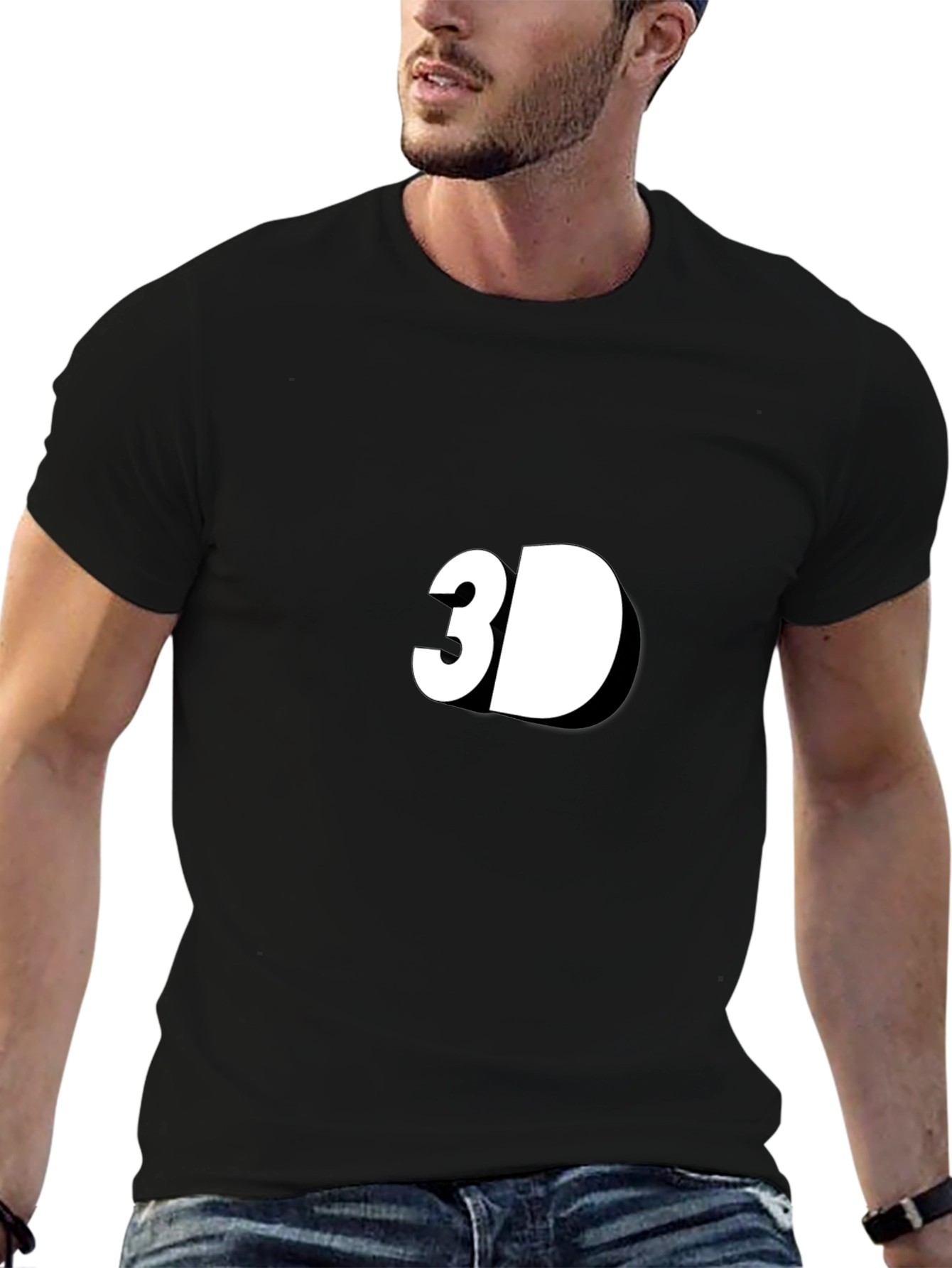 Black Black 3D Graphic Tee - Mens Casual Shirt view 6