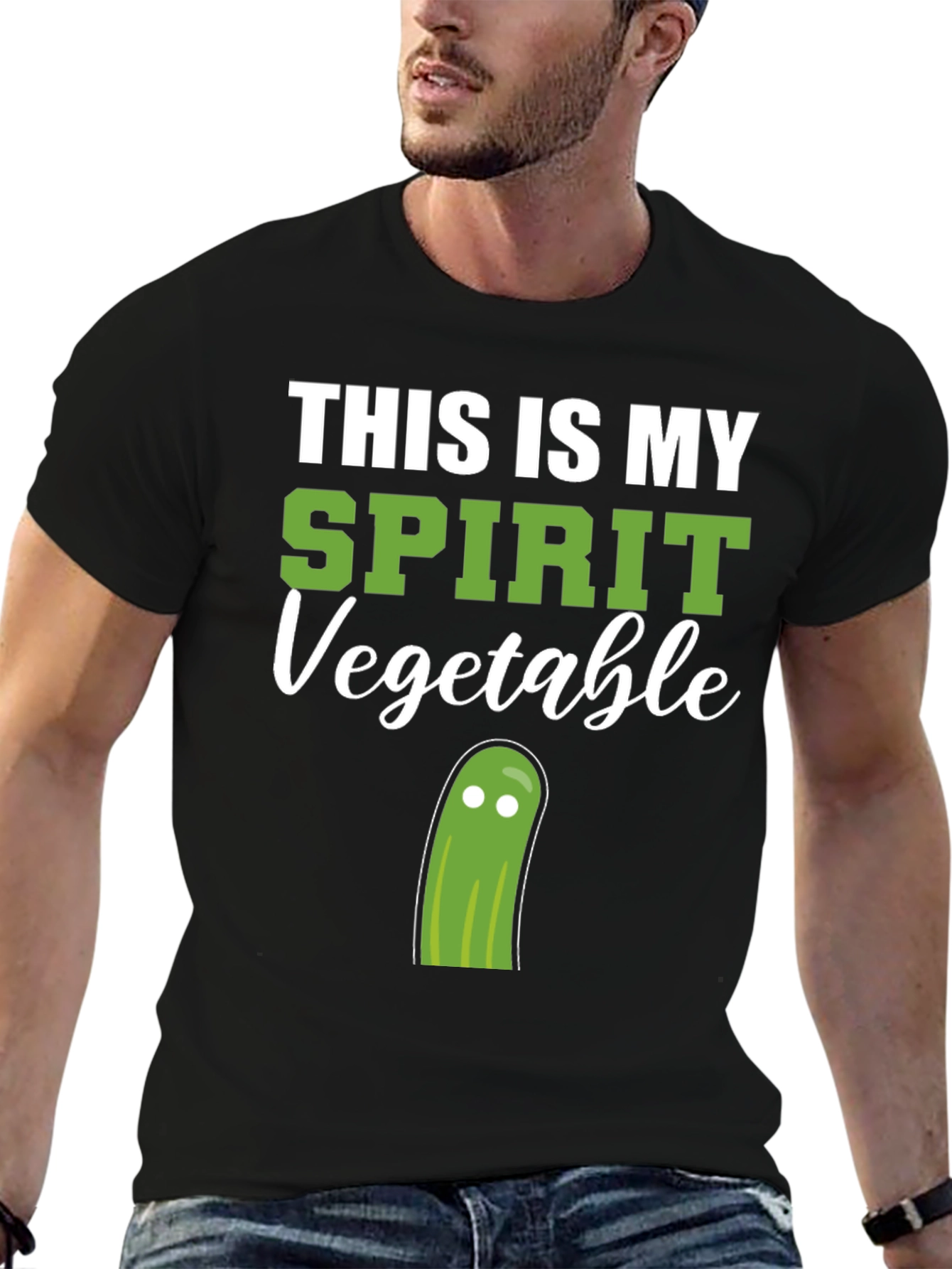 Black Spirit Vegetable T-Shirt - Funny Graphic Tee view 6