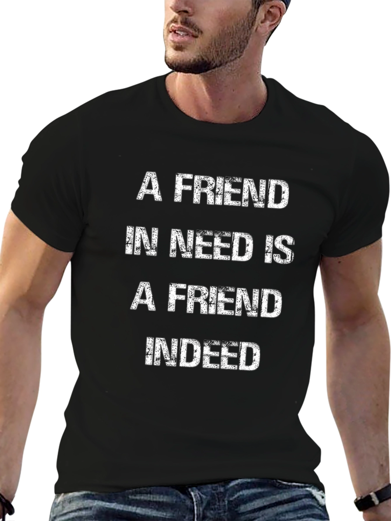 Black A Friend in Need T-Shirt - Premium Cotton Blend view 6
