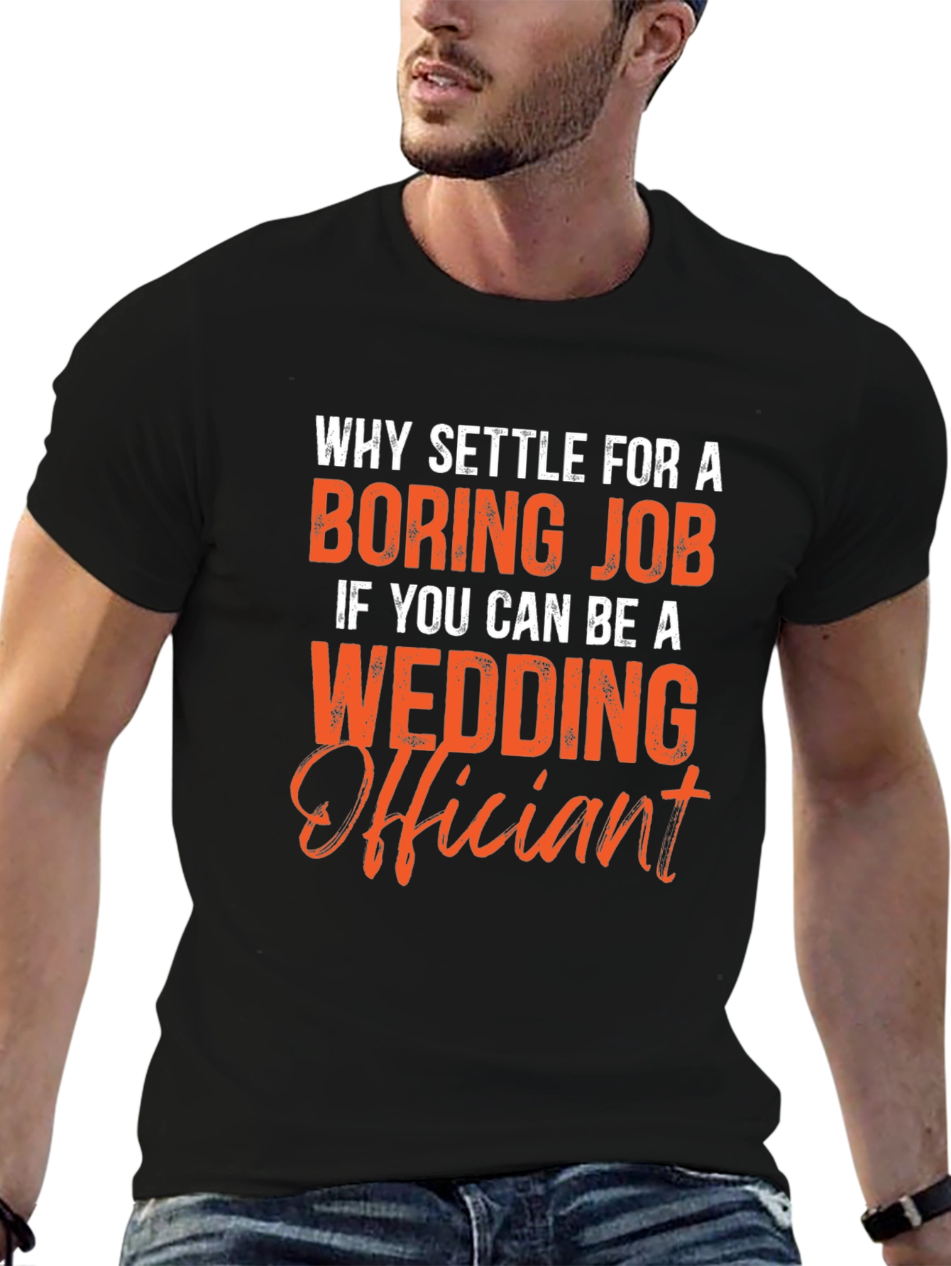 Black Wedding Officiant T-Shirt - Why Settle? view 6