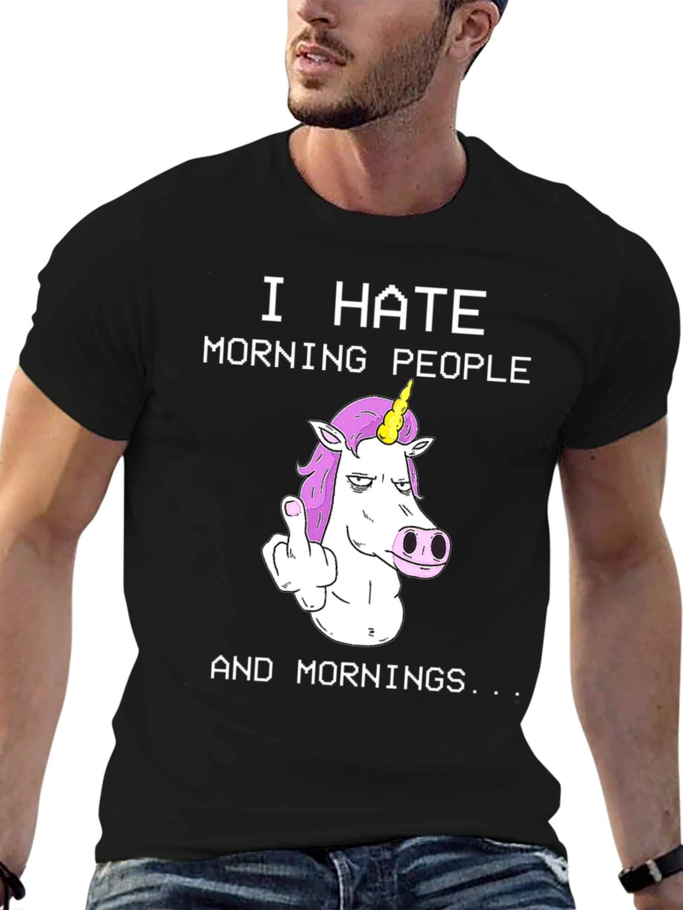 I Hate Morning People Unicorn Graphic Tee - 6