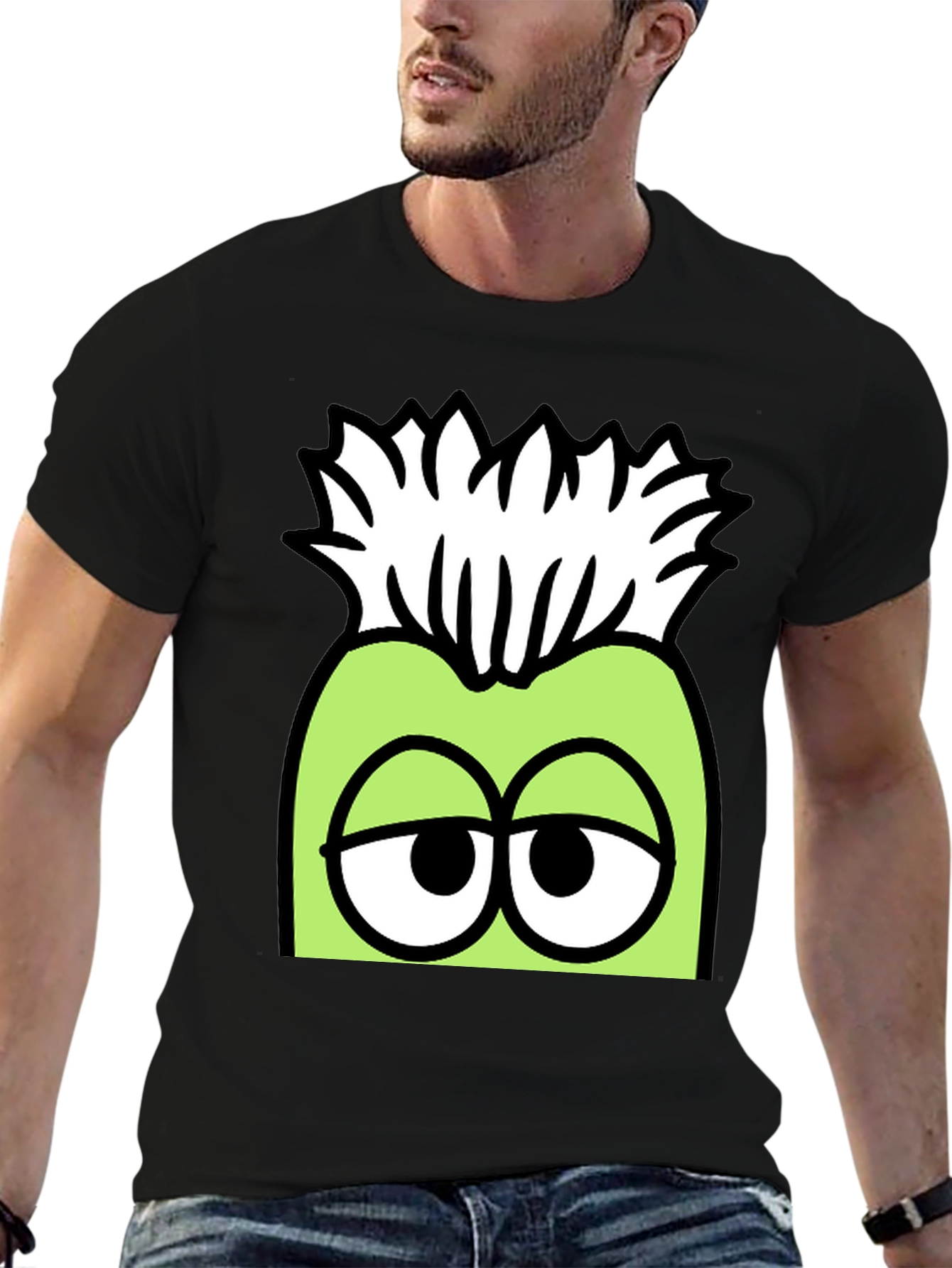 Black Funny Cartoon Character Graphic T-Shirt view 6