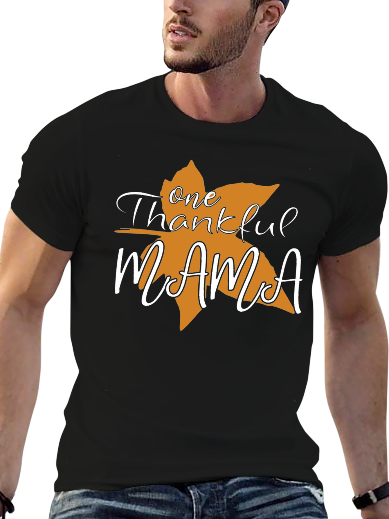 Black Thankful Mama T-Shirt - Fall Season Tee view 6