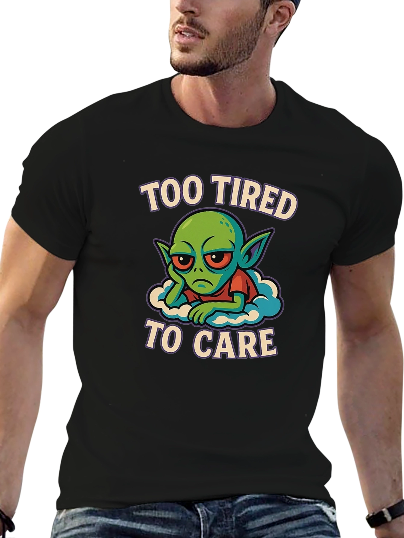Black Too Tired to Care Graphic Tee view 6