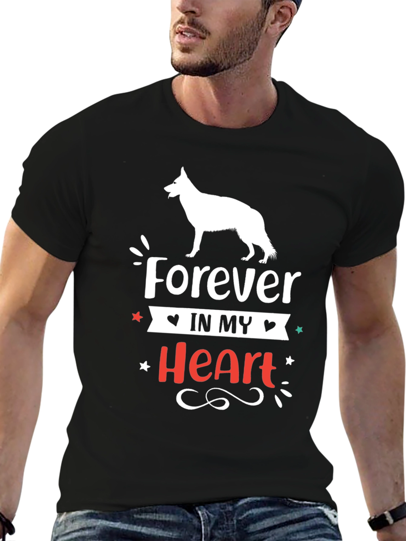 Black Forever In My Heart Dog Lover T-Shirt view 6