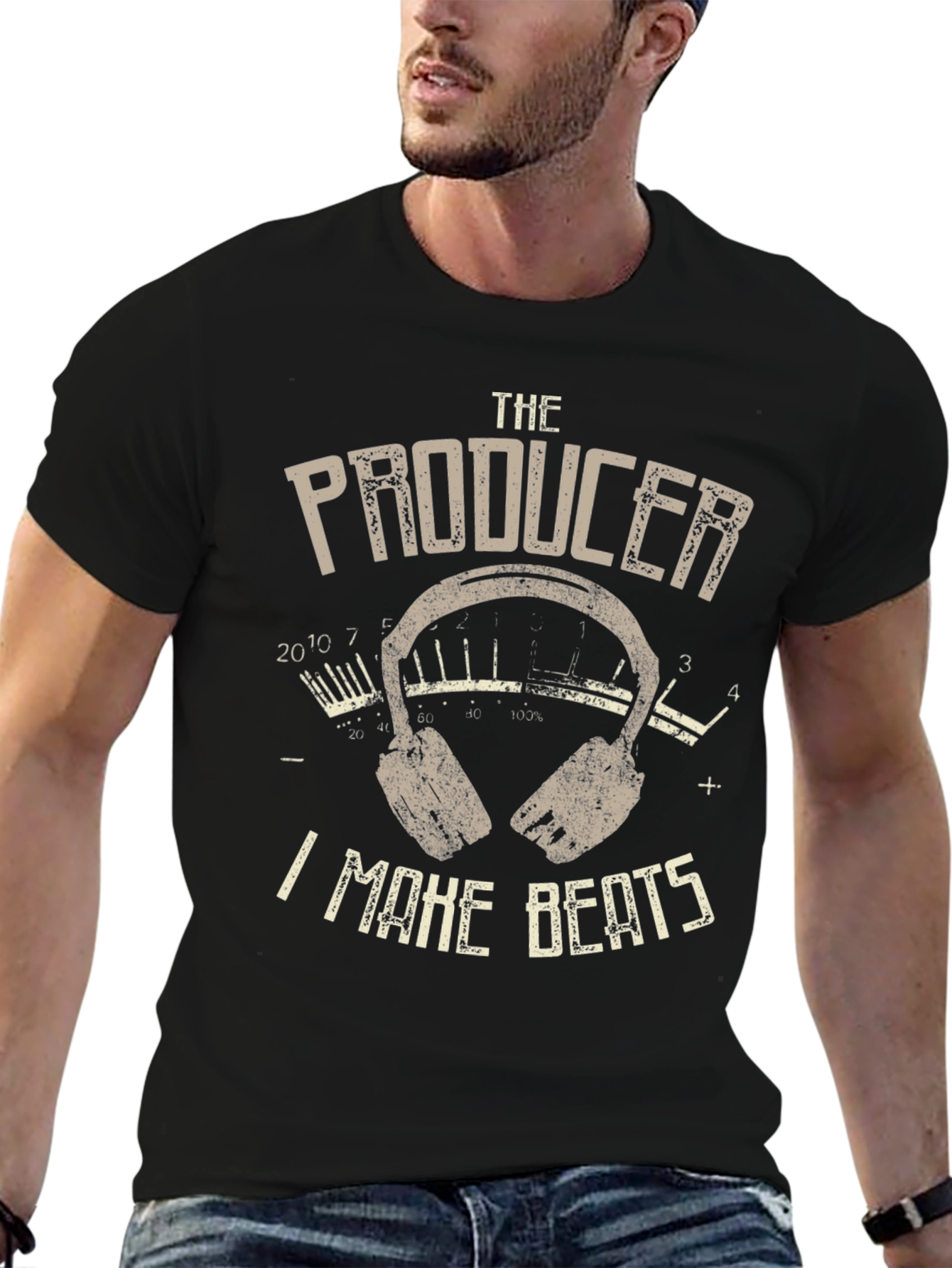 Black Producer I Make Beats Black Graphic Tee view 6