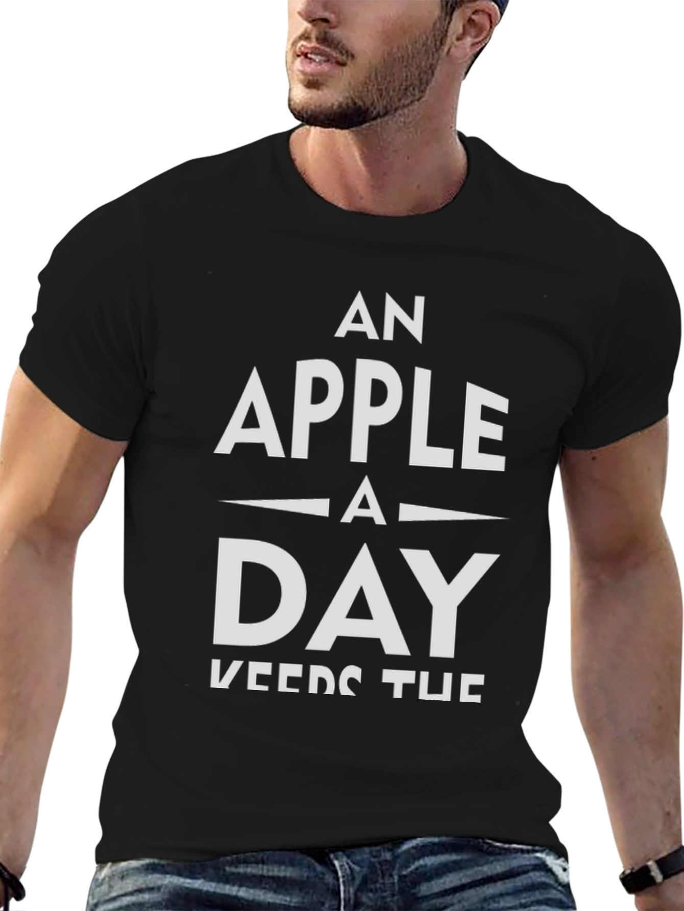 Black An Apple A Day Graphic Tee - Health & Wellness T-Shirt view 6