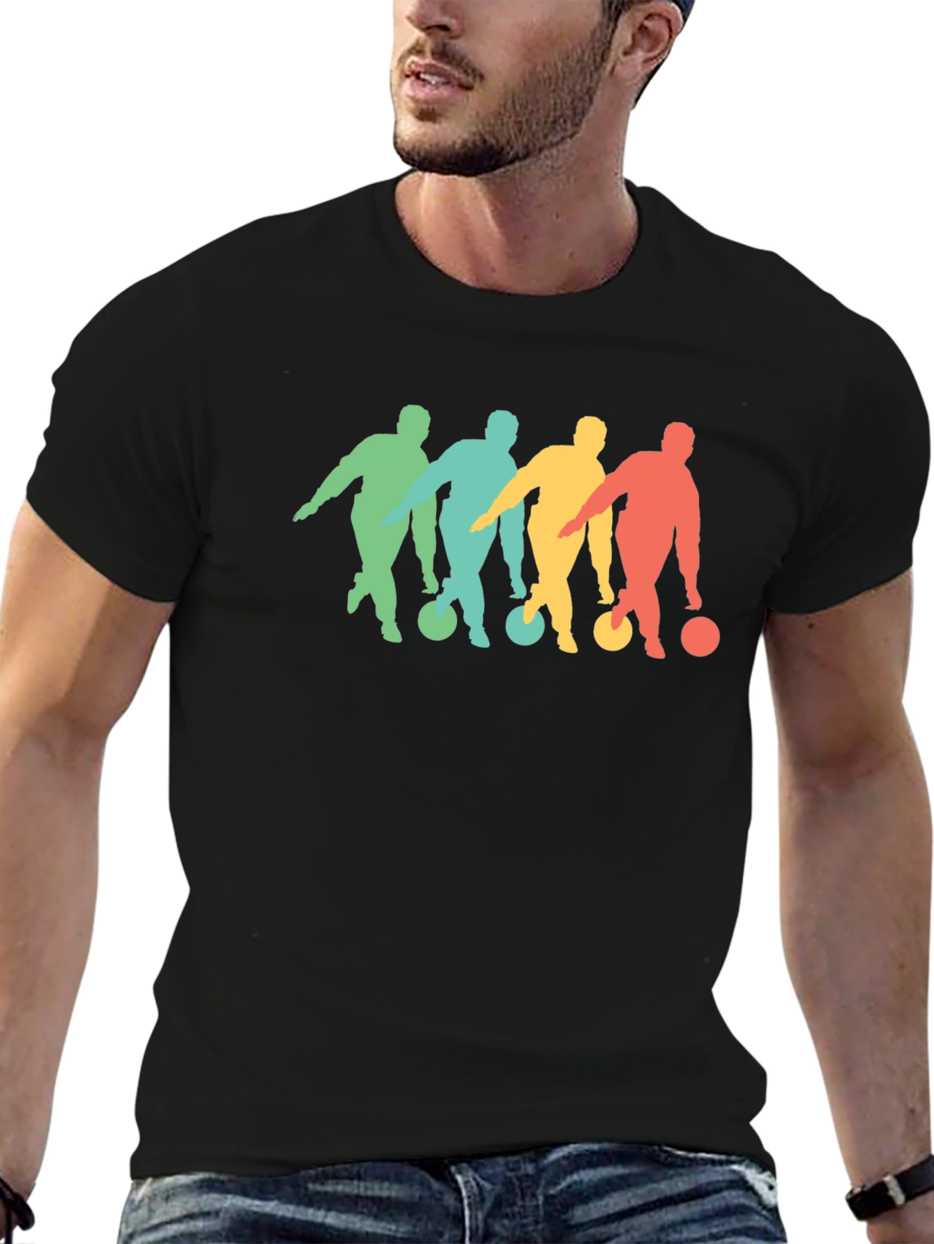Black Retro Bowling Silhouette Graphic Tee view 6
