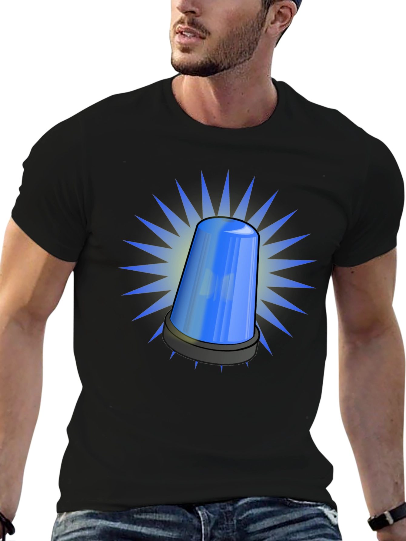 Black Blue Siren T-Shirt - Novelty Graphic Tee view 6