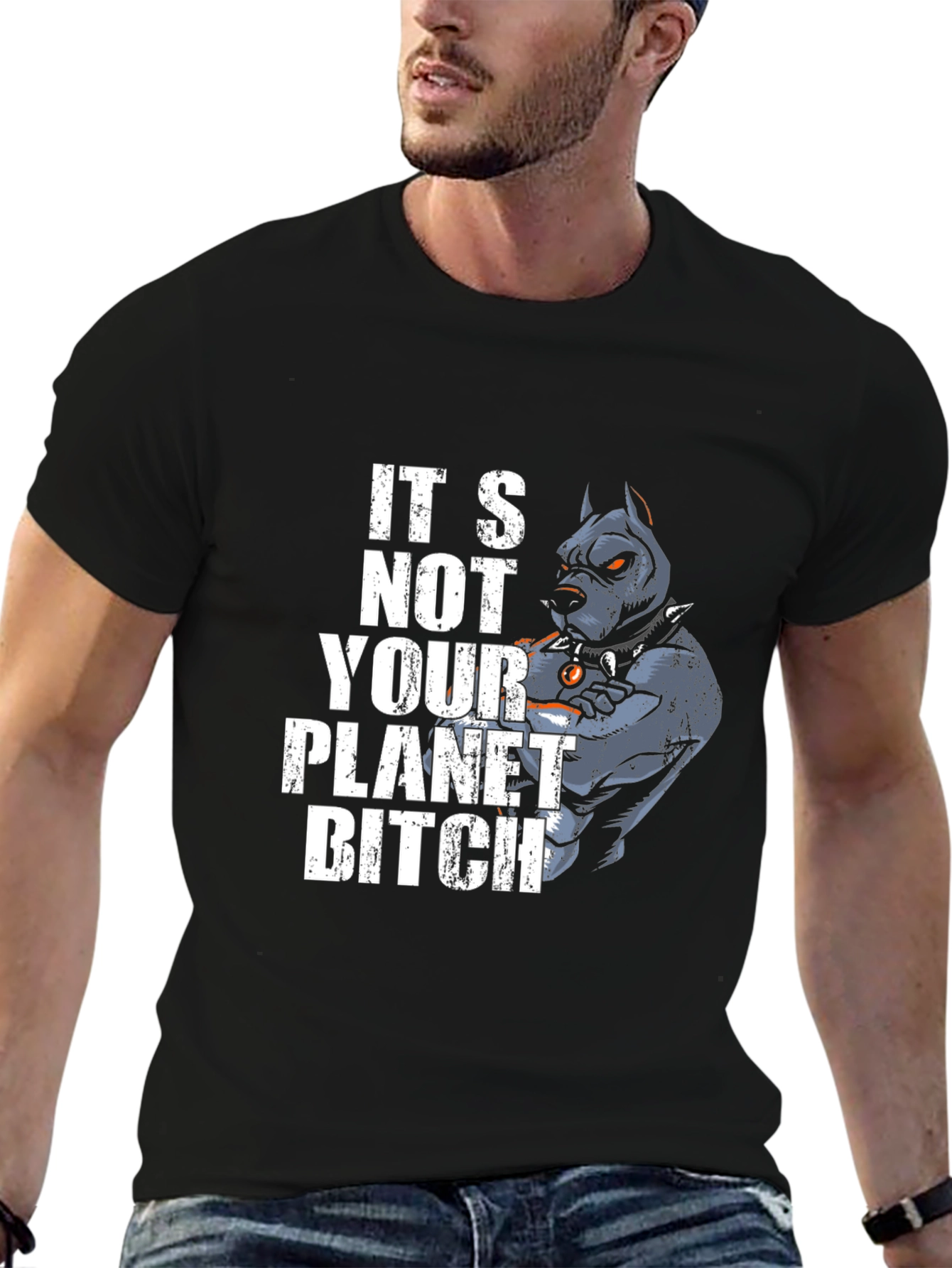 Black It's Not Your Planet Pitbull T-Shirt view 6