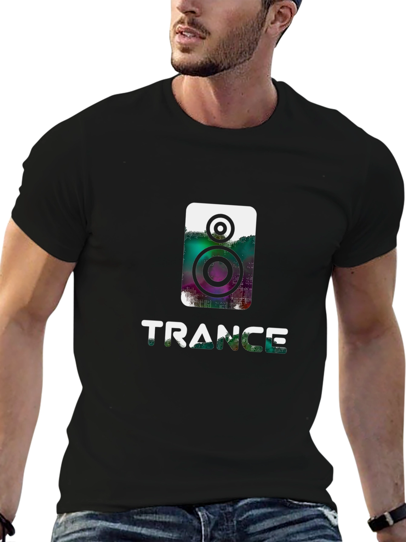 Black Trance Music Graphic Tee - Black Cotton Shirt view 6